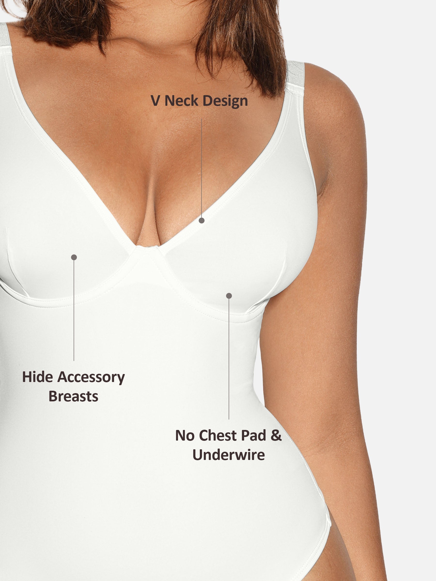 Feelingirl V Neck Tummy Control Shaping Bodysuit