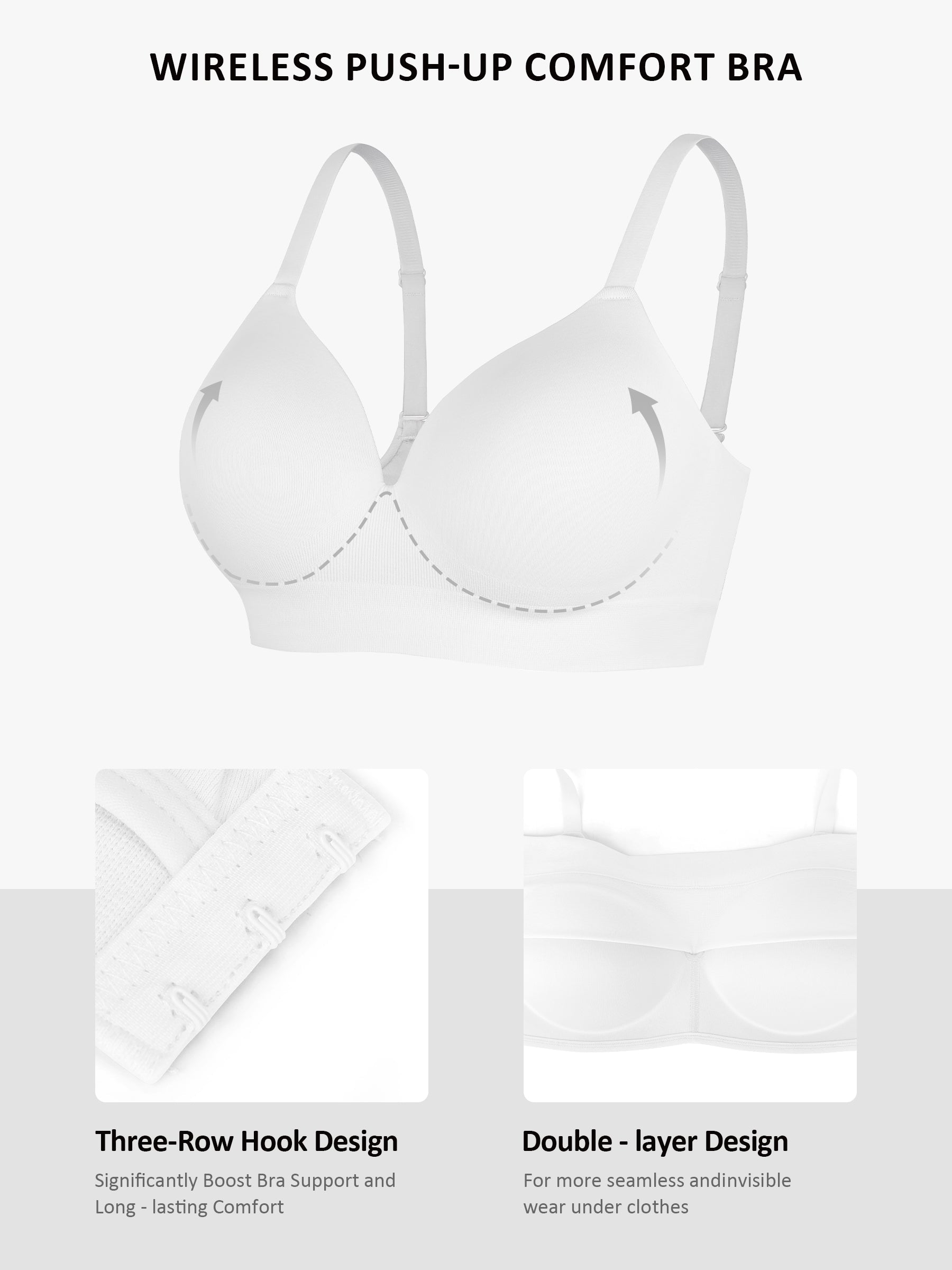 Feelingirl Wireless Push-Up Seamless Full Coverage Bra Bundle