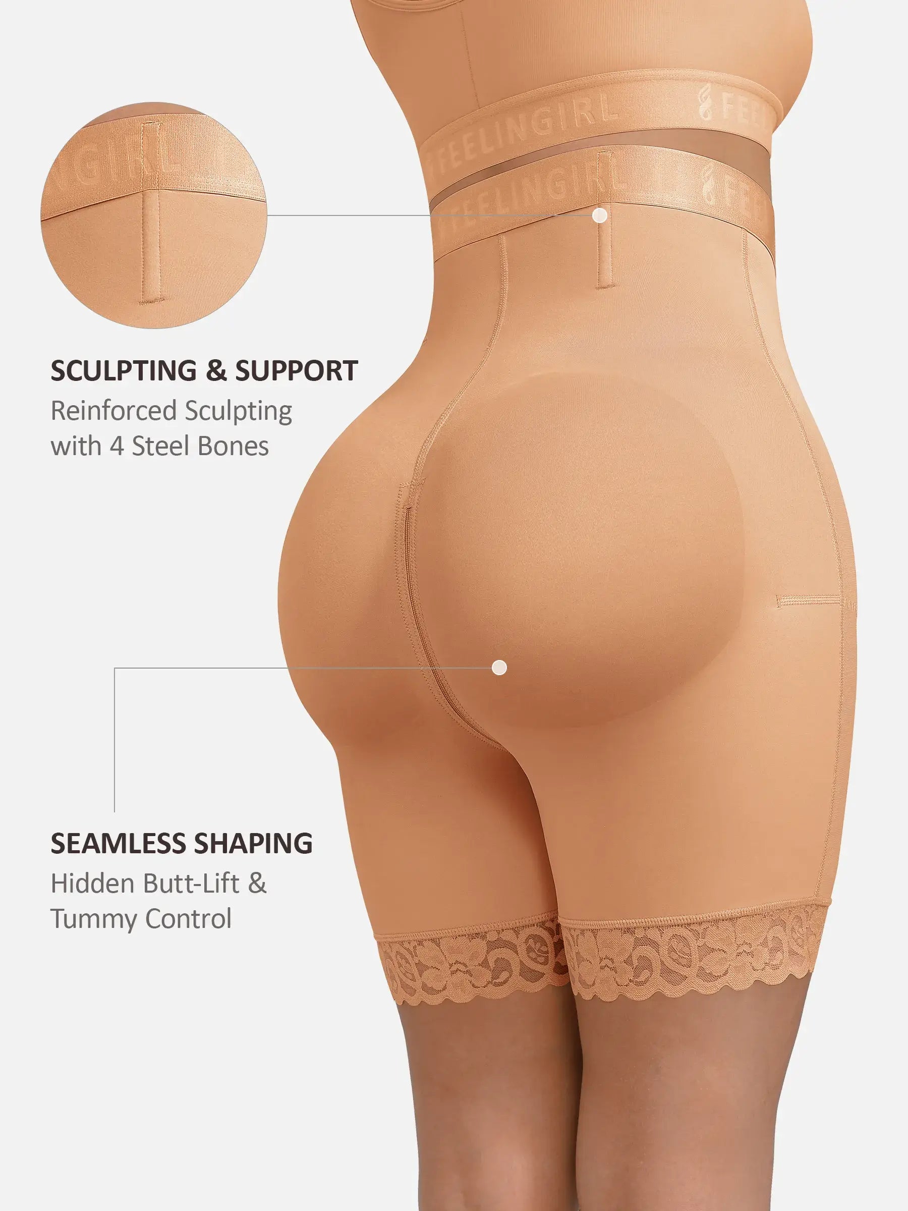 Feelingirl Steel-Boned High-Waist Shaper