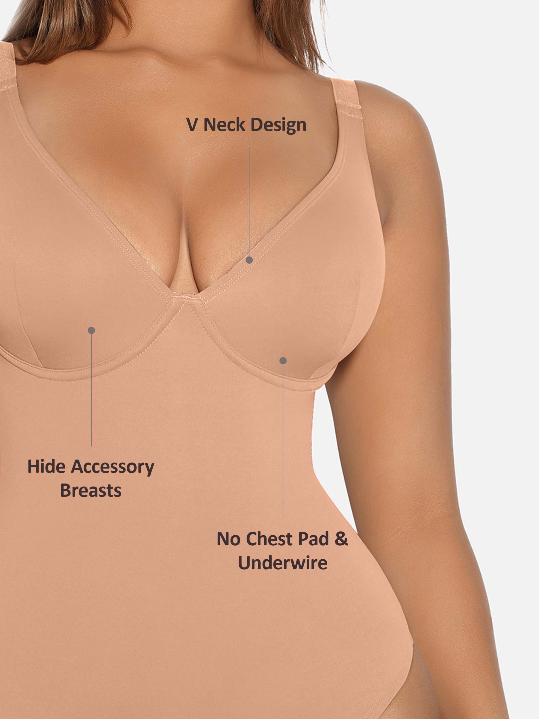 Feelingirl V Neck Tummy Control Shaping Bodysuit