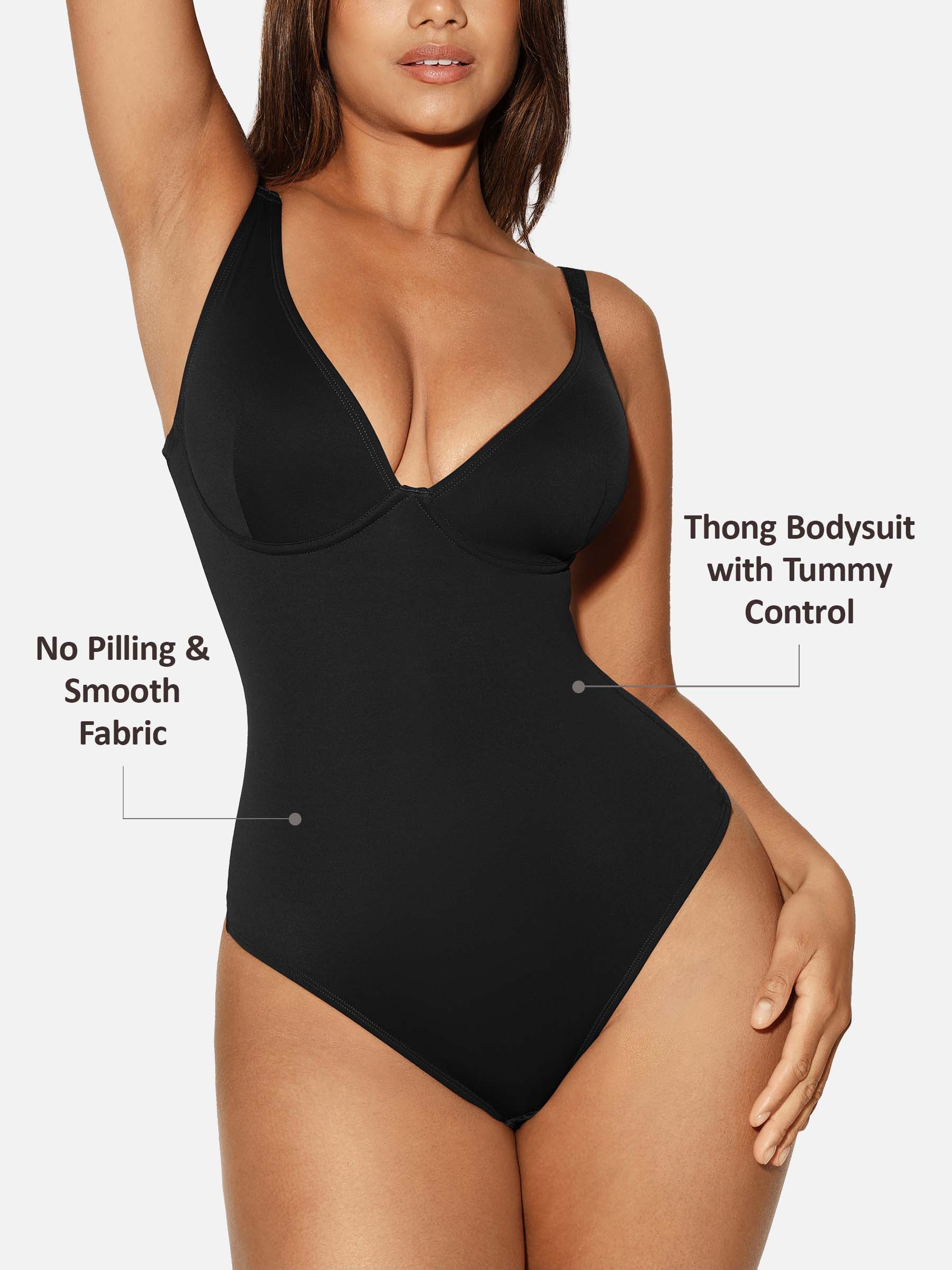 Feelingirl V Neck Tummy Control Shaping Bodysuit