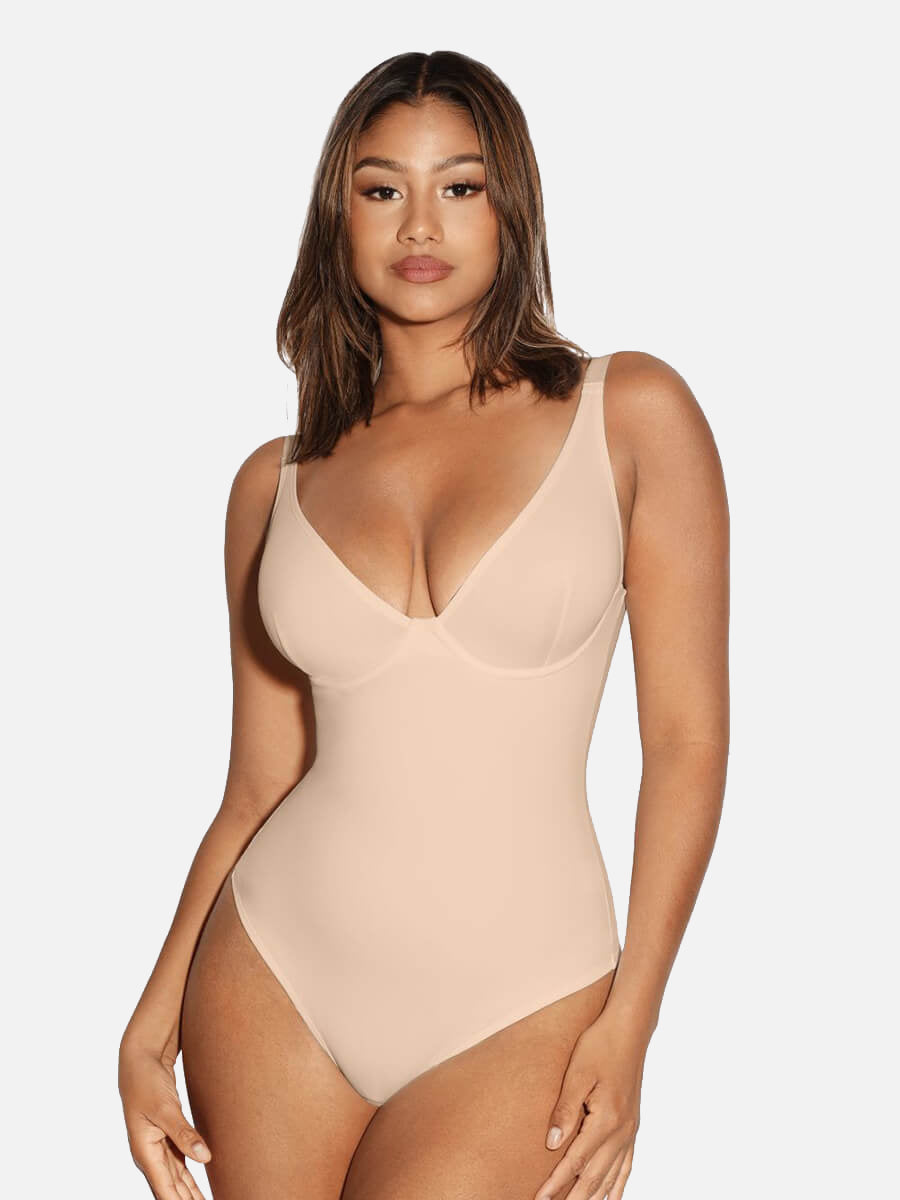 Feelingirl V Neck Tummy Control Shaping Bodysuit