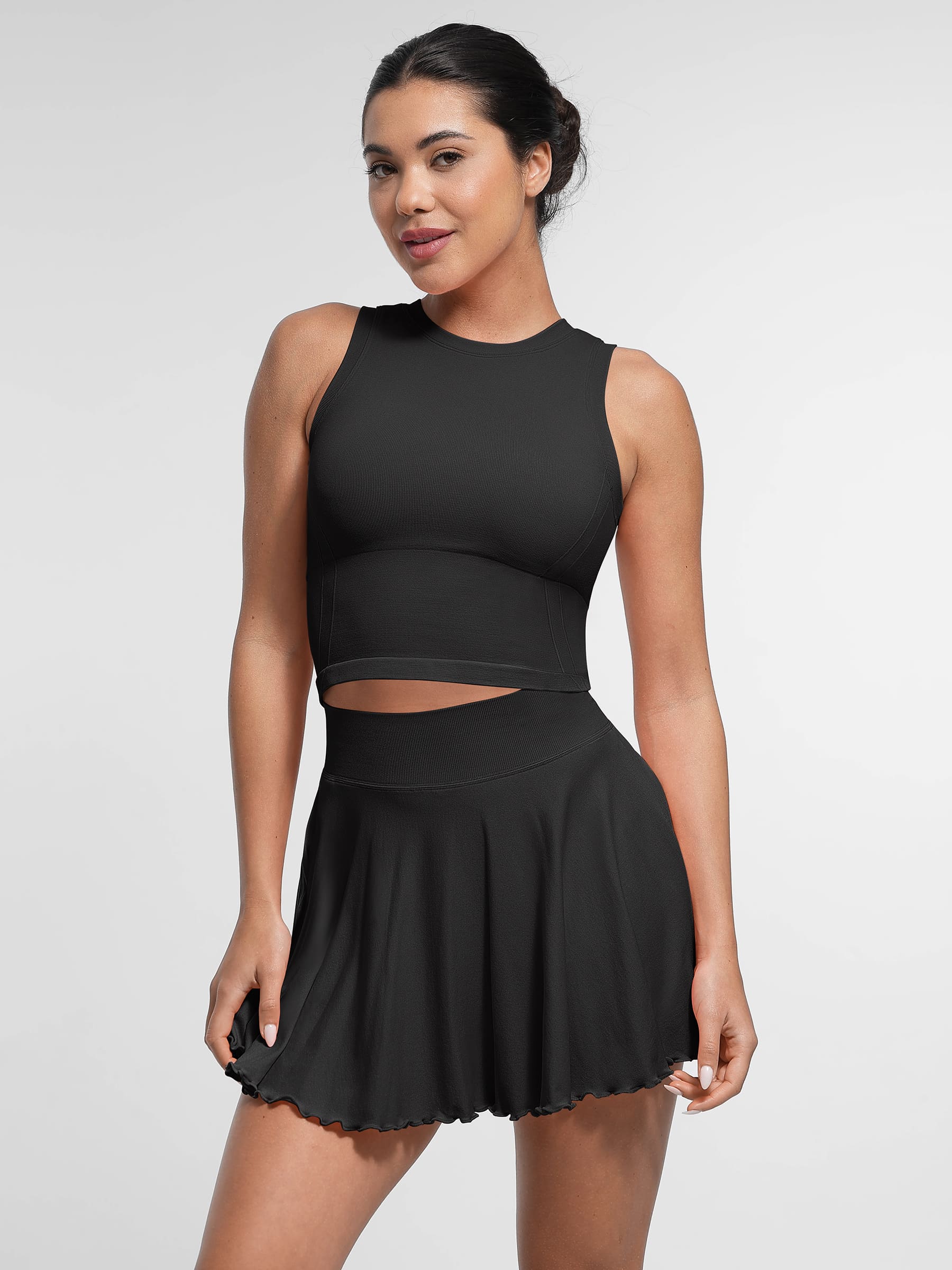 Feelingirl A-line Seamless Sports Skirt With Built-In Shorts