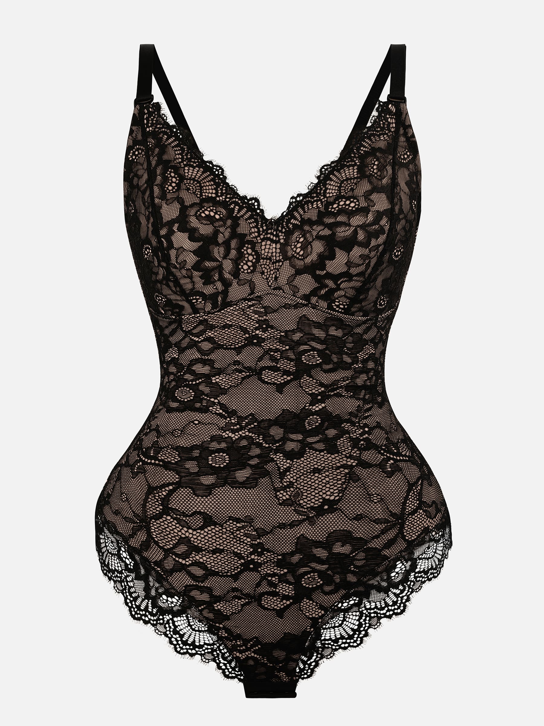 Feelingirl Lace V Neck Full Bodysuit