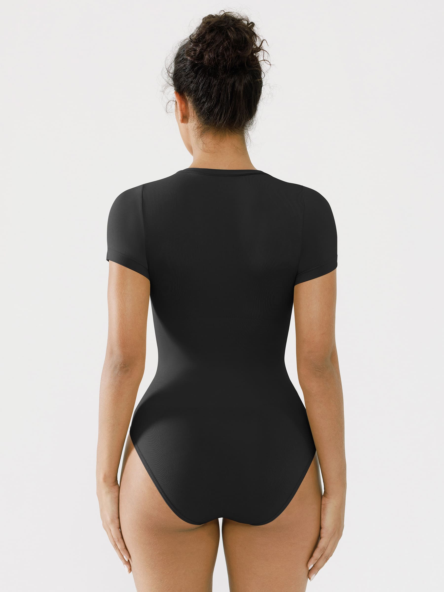 Feelingirl Seamless Bodysuit Smooth Soft Fabric Crew Neck Short Sleeve