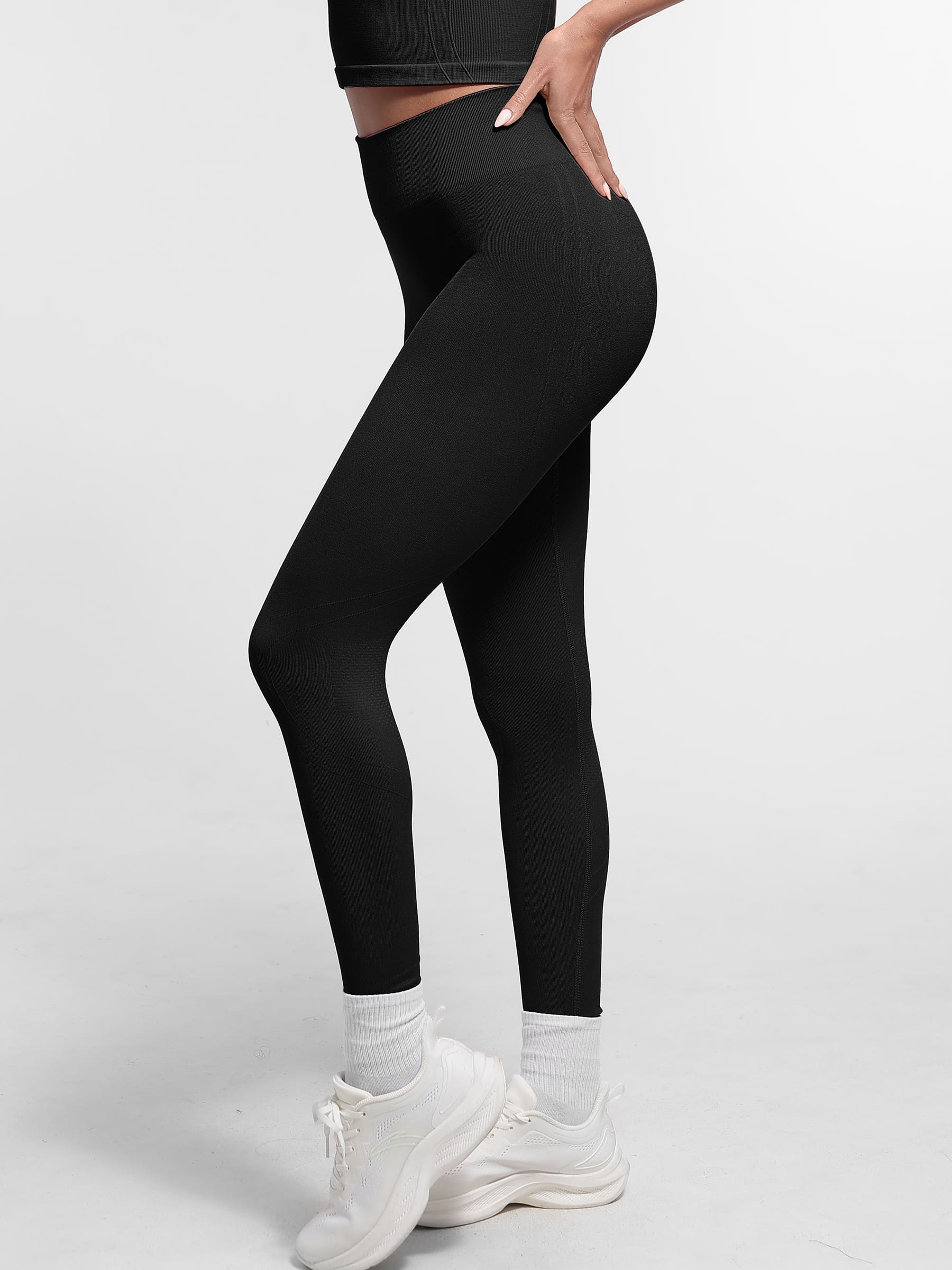 Feelingirl Seamless High Waist Yoga Leggings for Women with Double Layer Waistband
