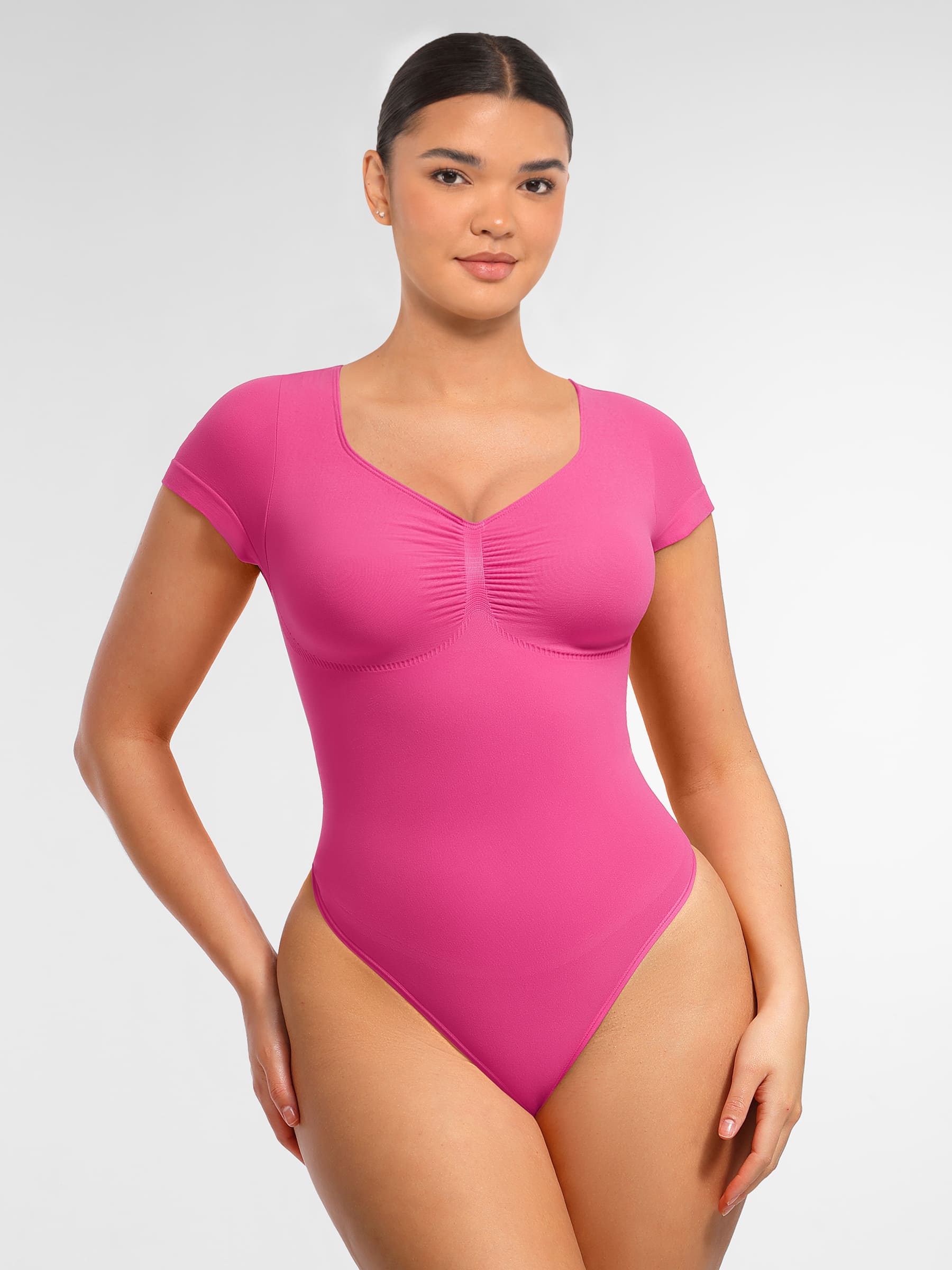 Feelingirl Tummy Control Seamless Short-Sleeve Bodysuit