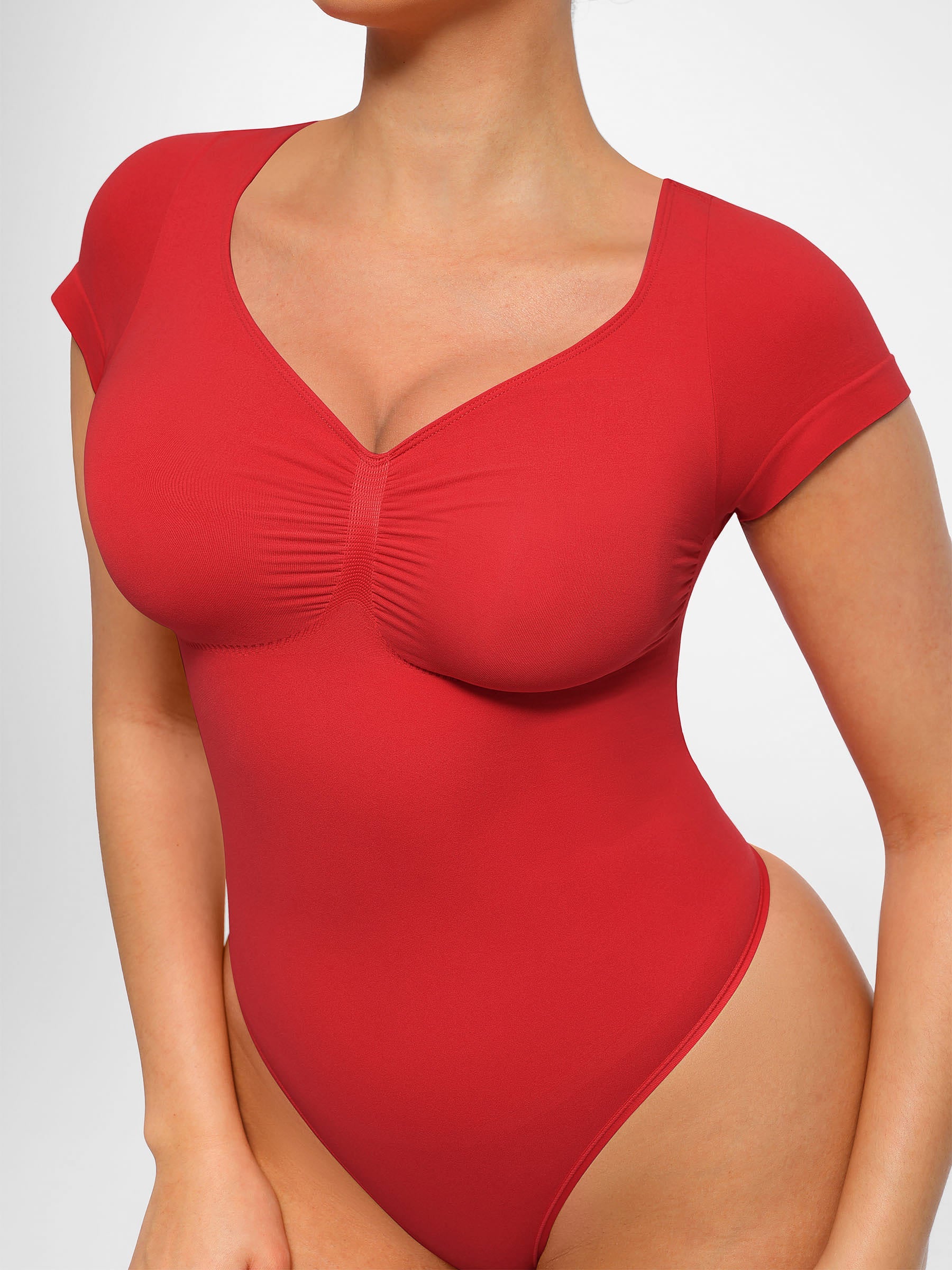 Feelingirl Tummy Control Seamless Short-Sleeve Bodysuit