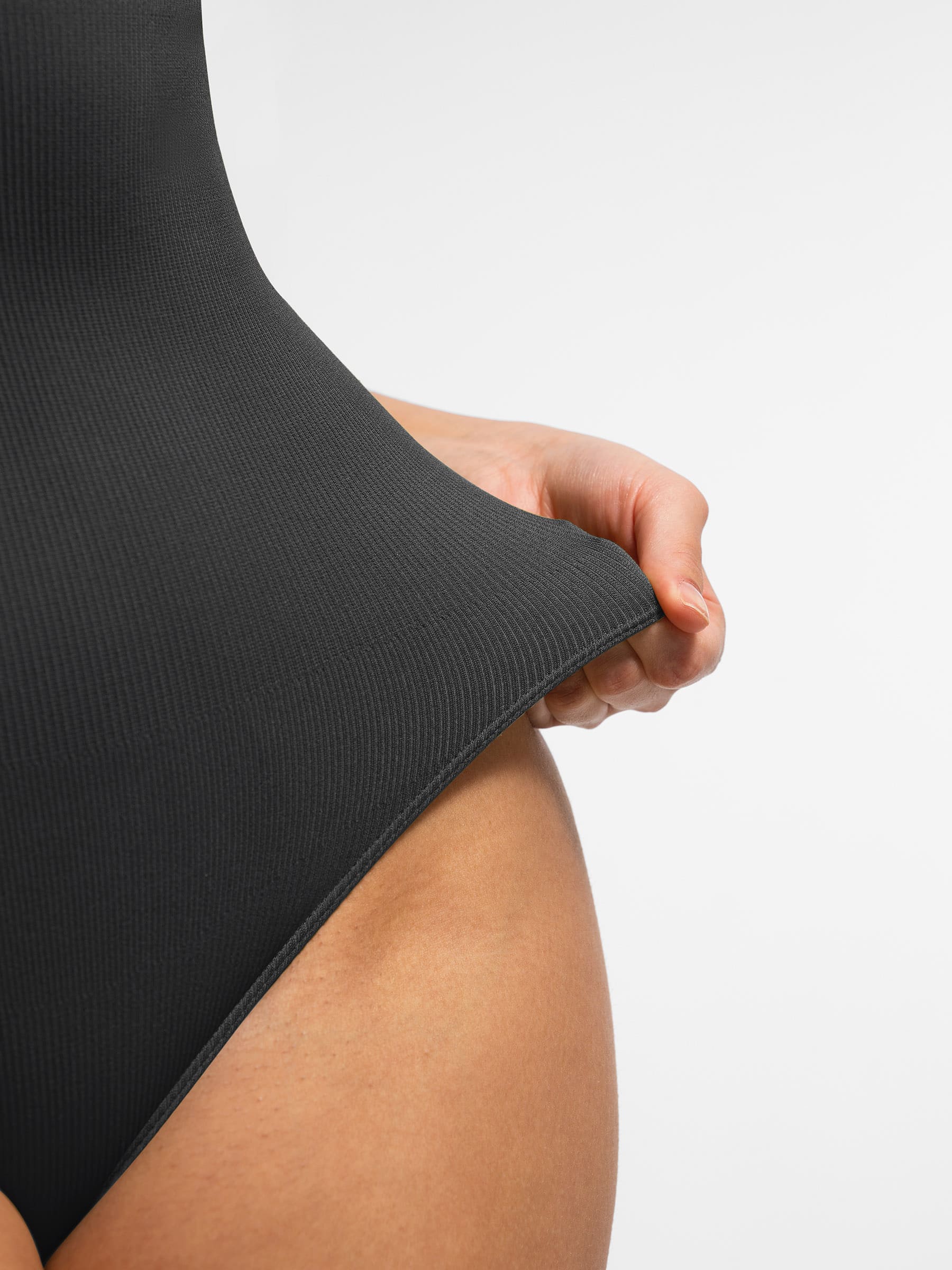 Feelingirl Ribbed Seamless Bodysuit with Crew Neck and Invisible Zip