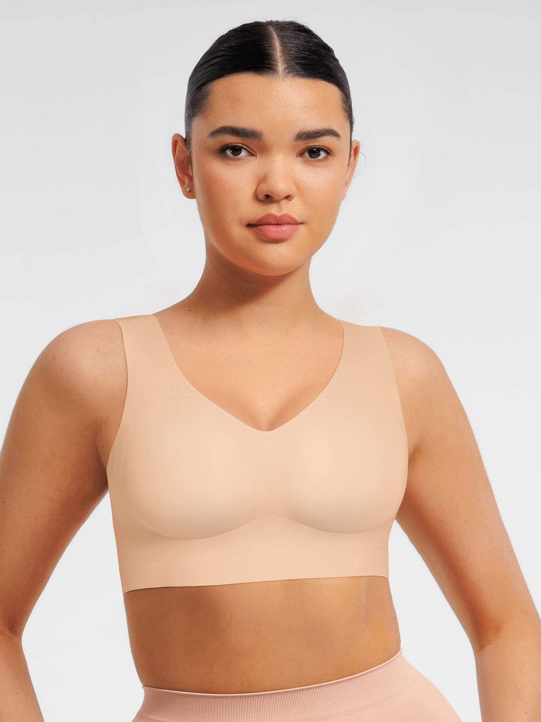 Feelingirl Seamless V Neck Comfort Fit Everyday Bra