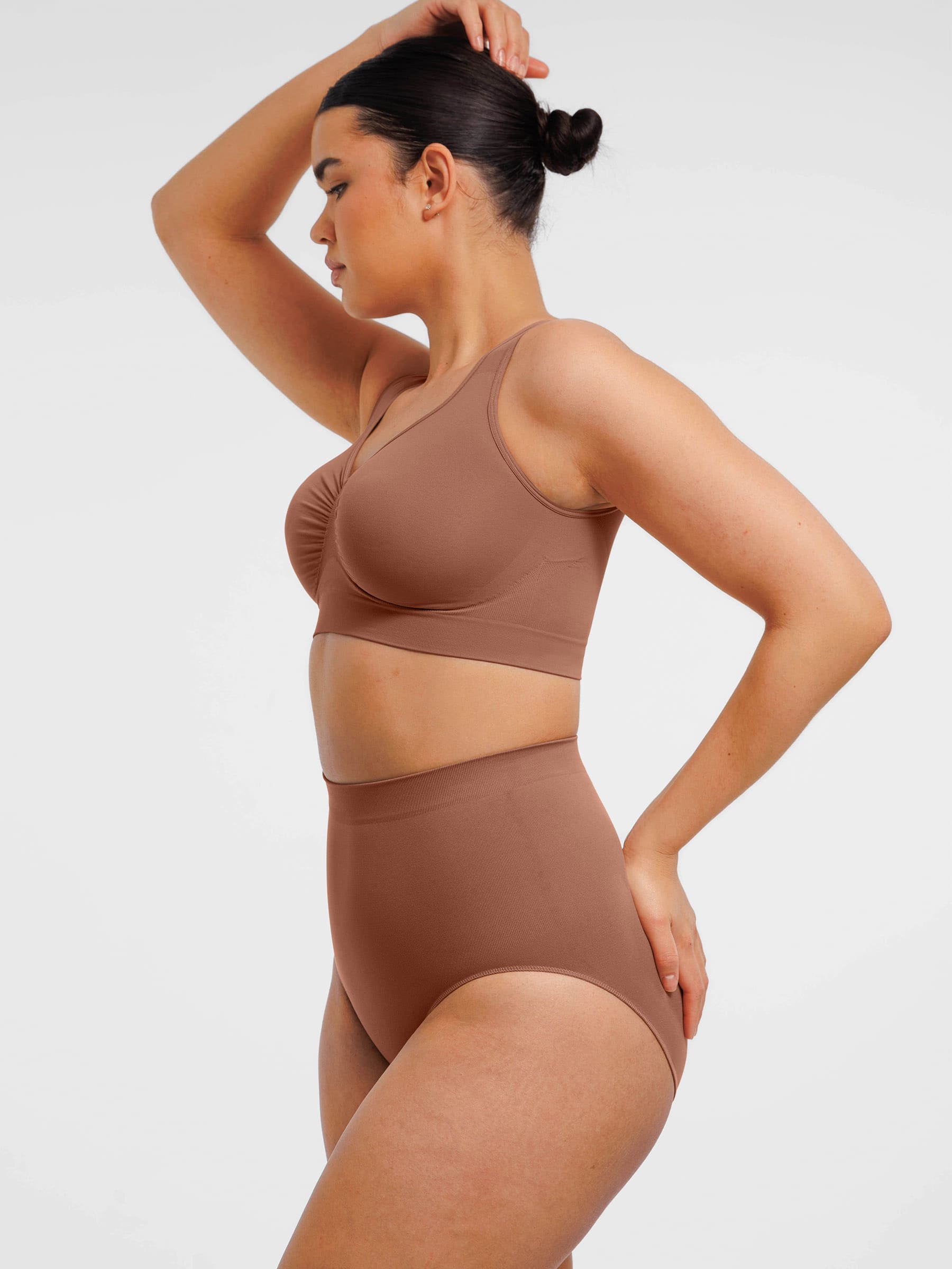 Feelingirl Seamless Wide Straps Bra  & Seamless Tummy Control Brief Set