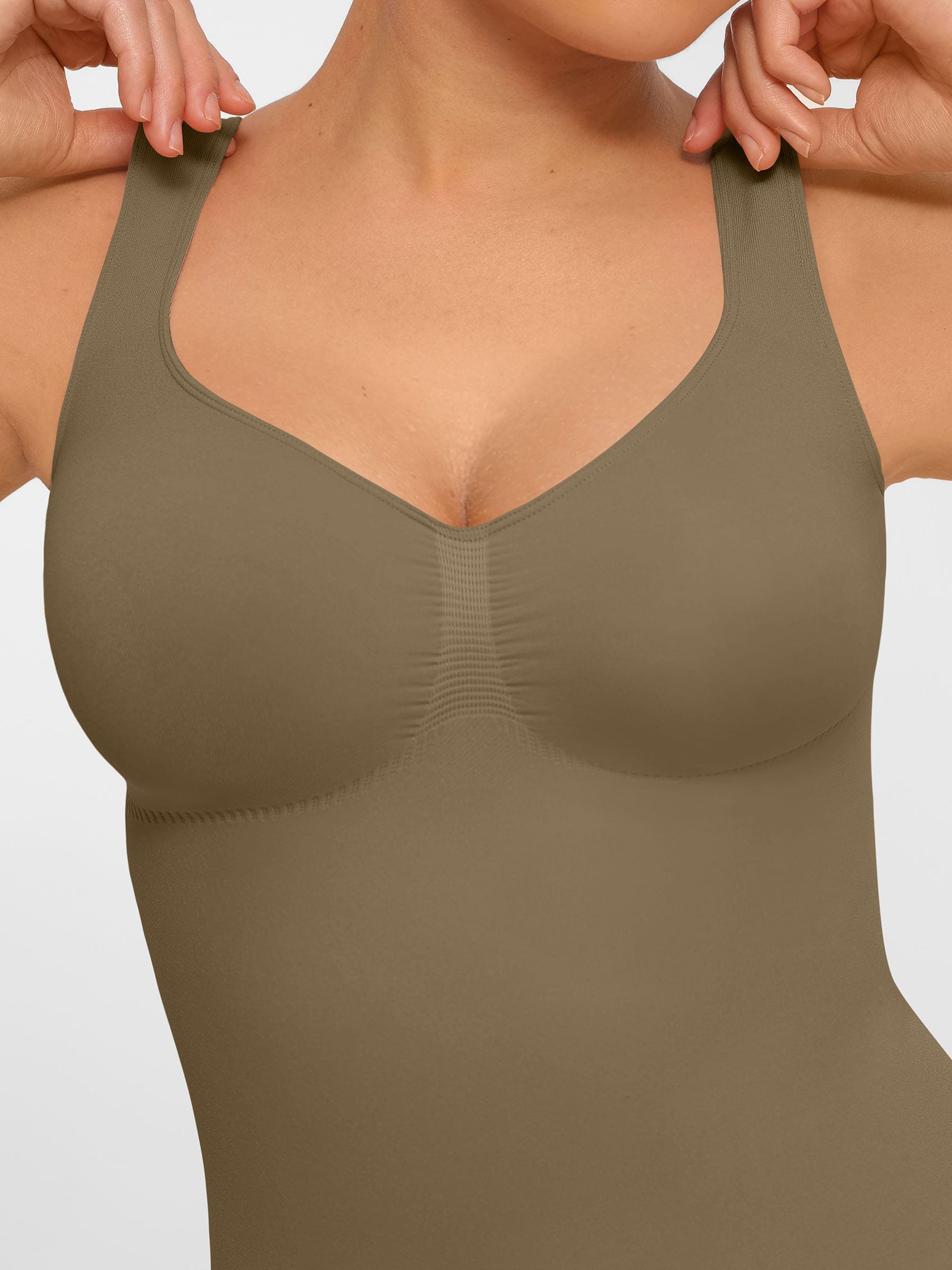 Feelingirl Tummy Control Seamless Wide Strap Bodysuit