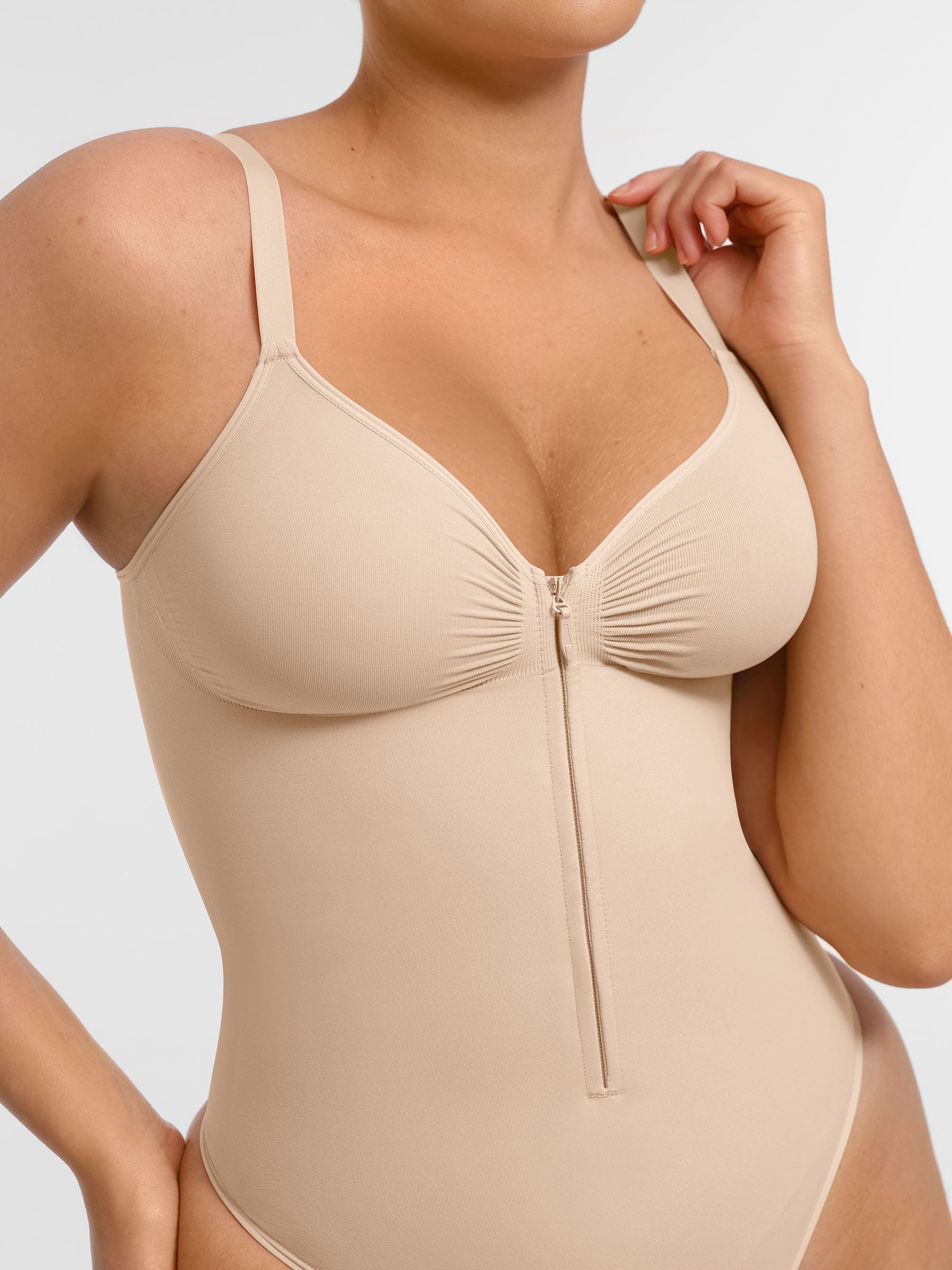 Feelingirl Tummy Control Seamless Zipper Shaping Bodysuit