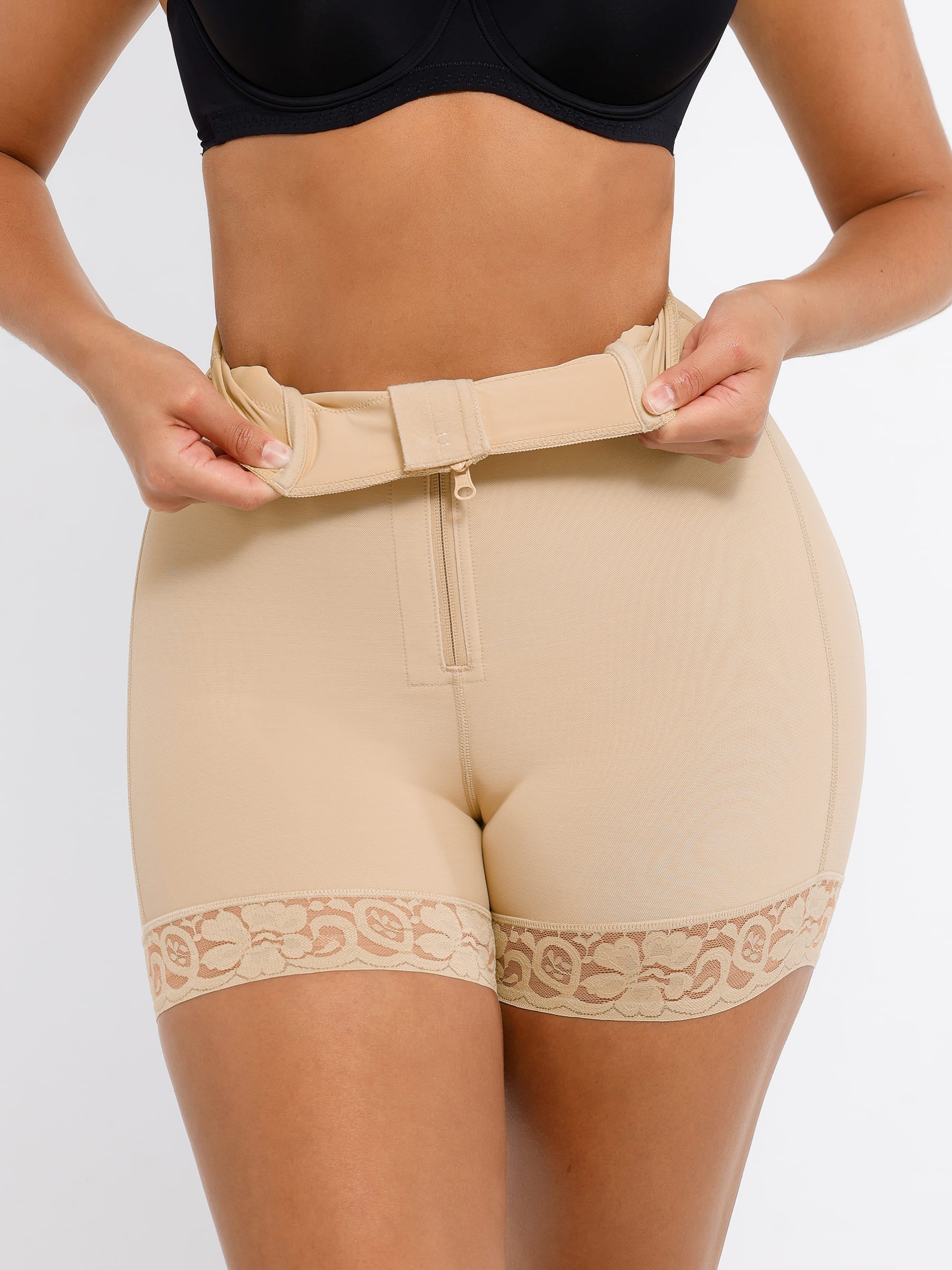Feelingirl Tummy Control Shaping Shorts Butt Lifter with Clasps and Zipper