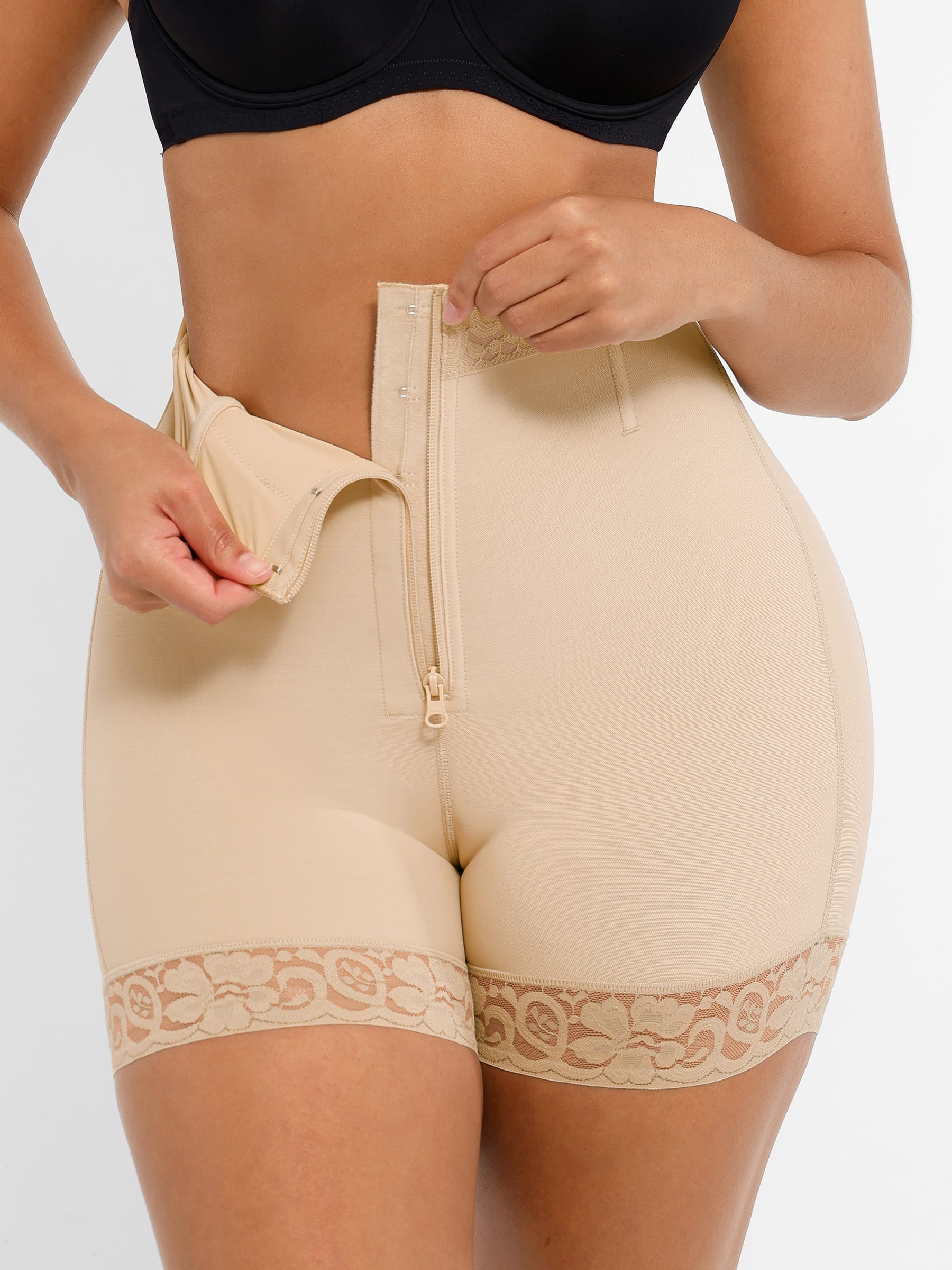 Feelingirl Tummy Control Shaping Shorts Butt Lifter with Clasps and Zipper