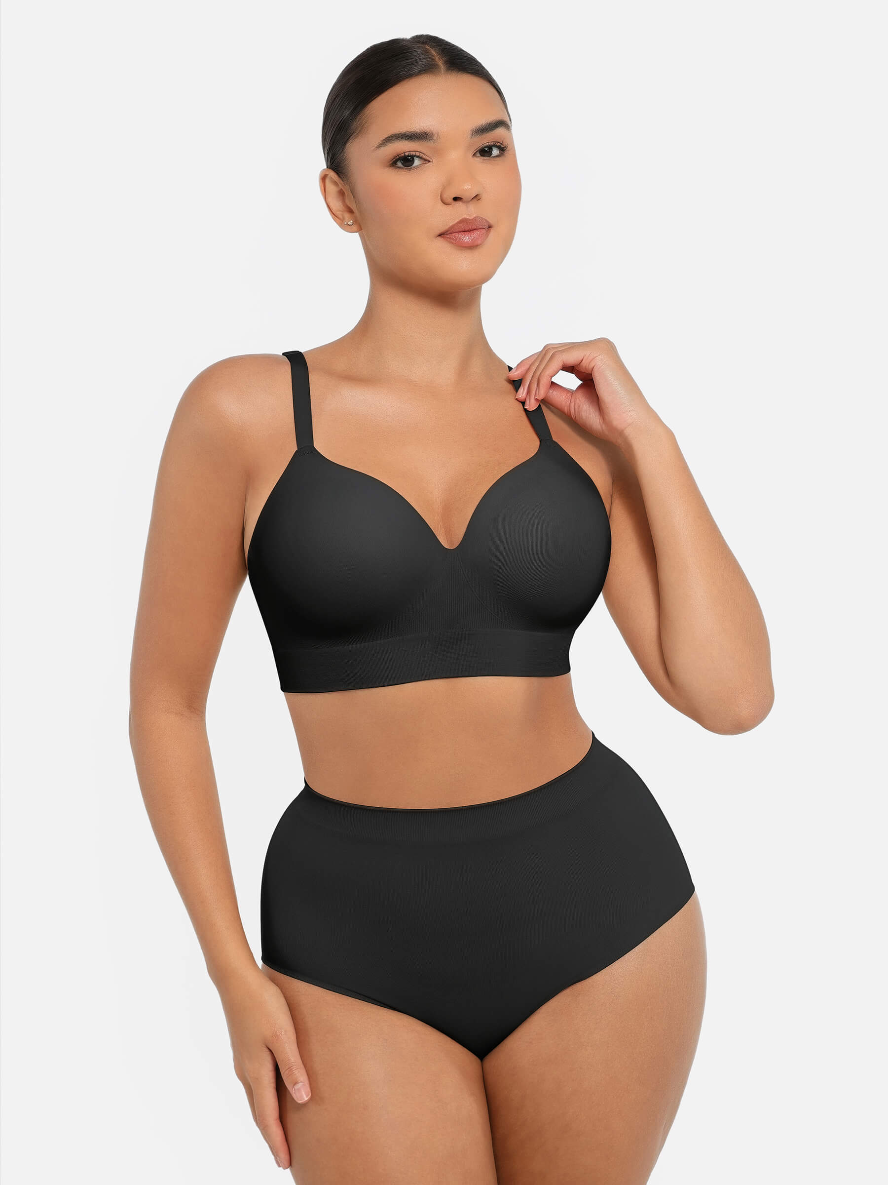 Feelingirl Wireless Push-Up Bra & Seamless Tummy Control Brief Set