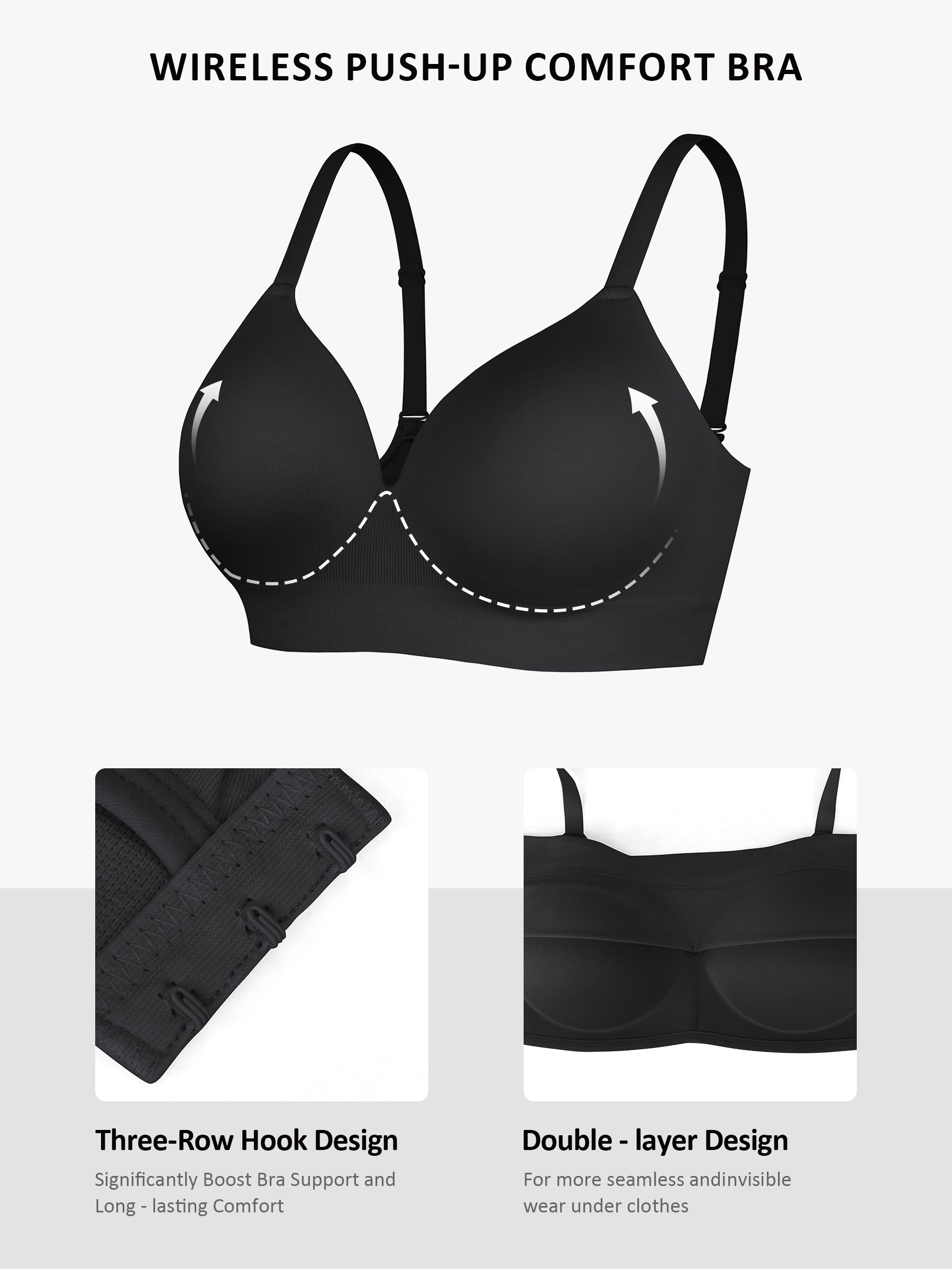 Feelingirl Wireless Push-Up Bra & Seamless Tummy Control Brief Set