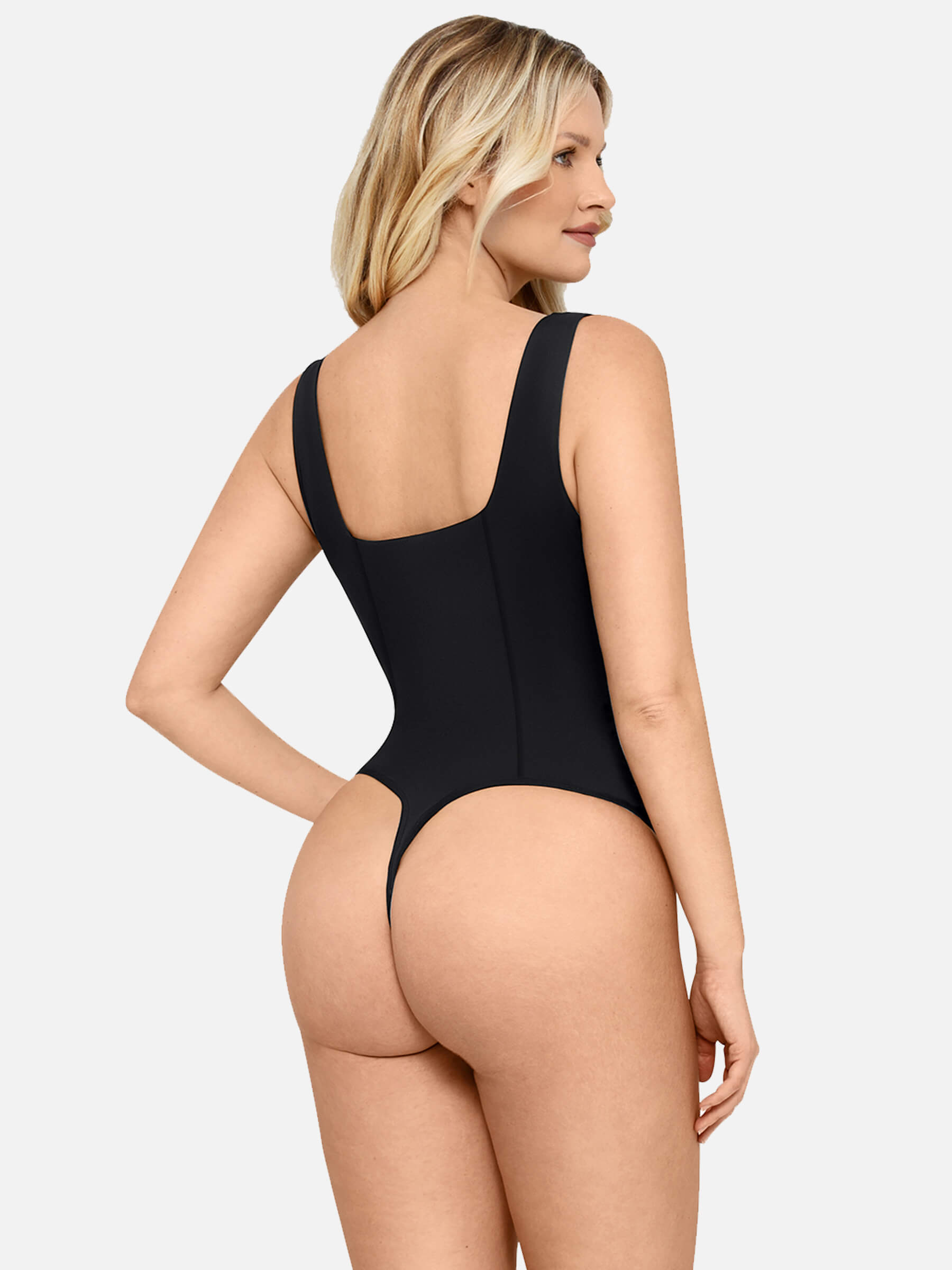 Feelingirl Full Body Wide Strap V-Neck Bodysuit