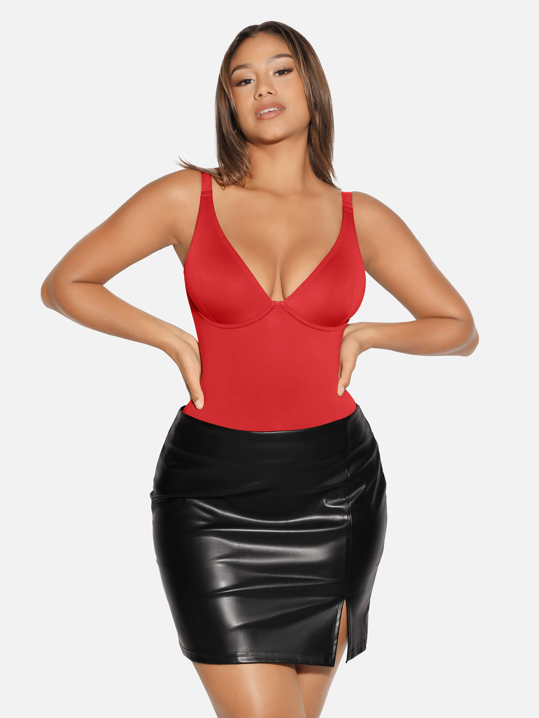 Feelingirl V Neck Tummy Control Shaping Bodysuit
