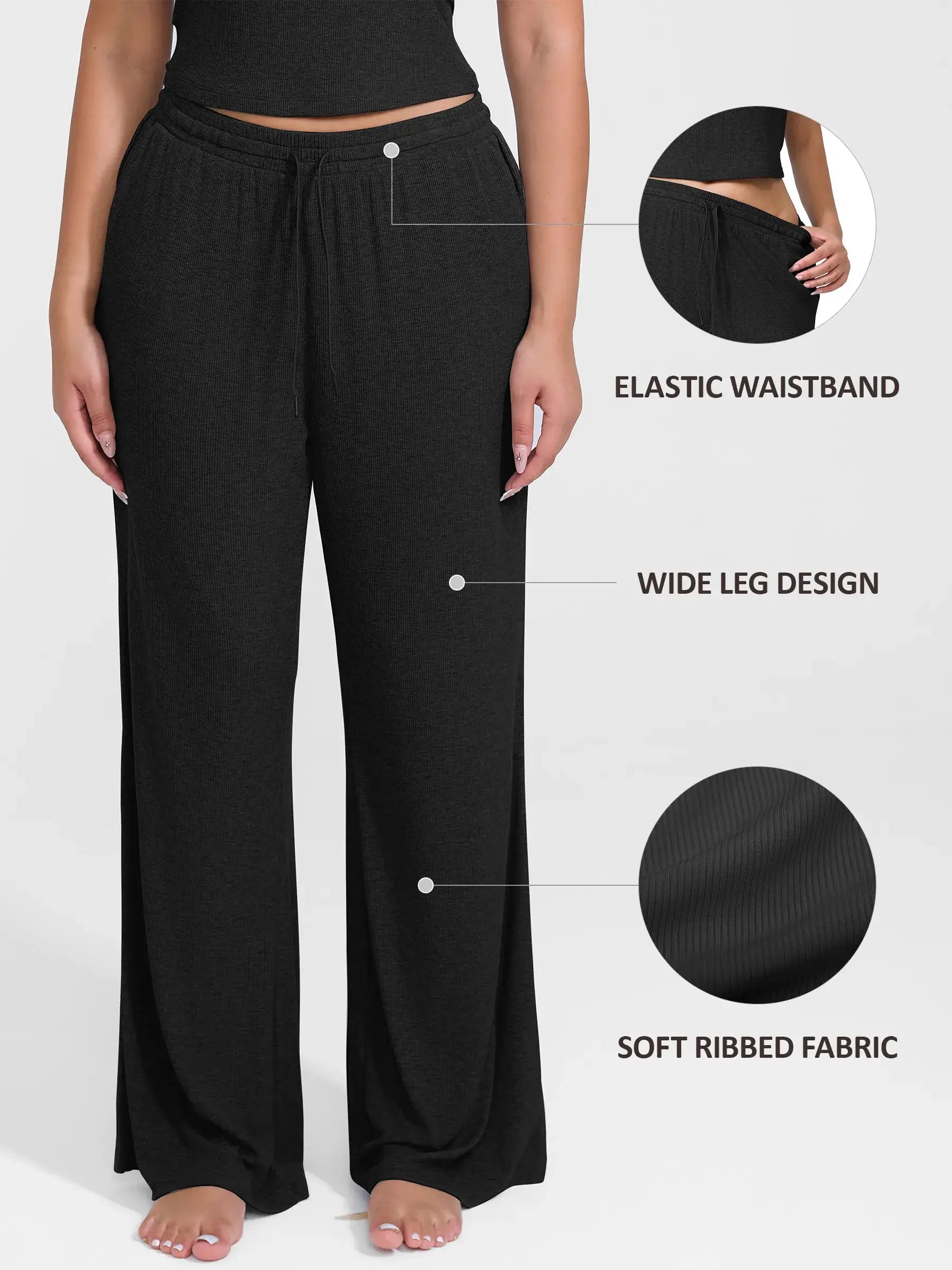 Feelingirl Breathable Ribbed Lounge Pants