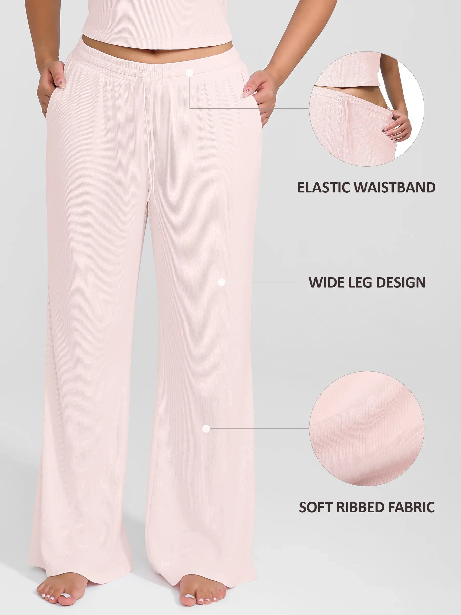 Feelingirl Breathable Ribbed Lounge Pants