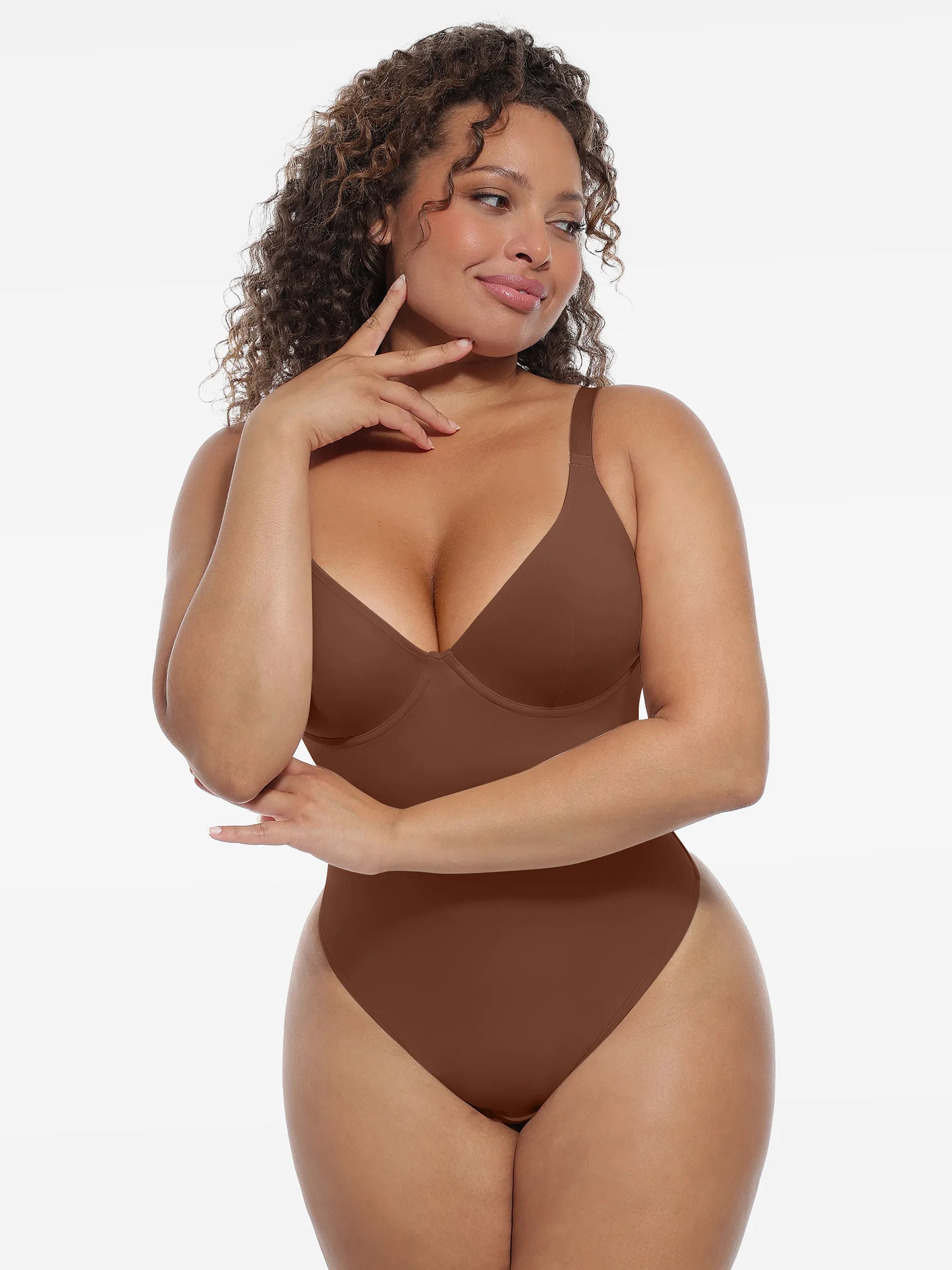 Feelingirl Deep V-Neck Shapewear Bodysuit