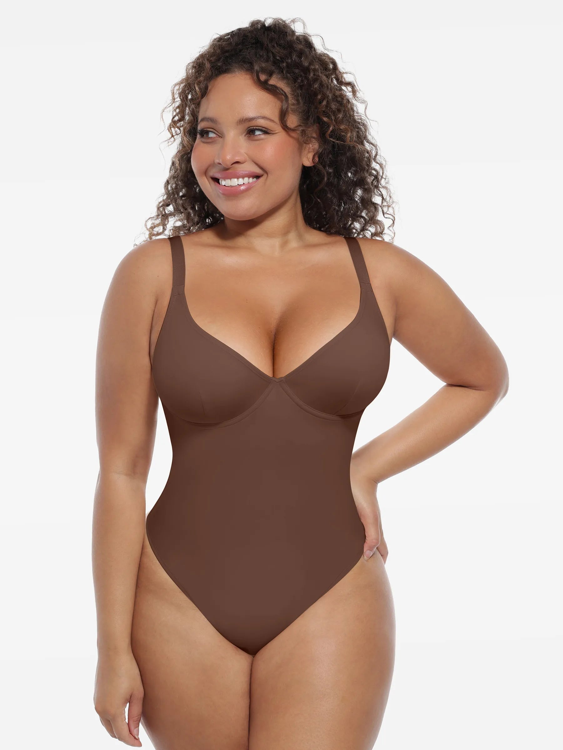 Feelingirl Deep V-Neck Shapewear Bodysuit
