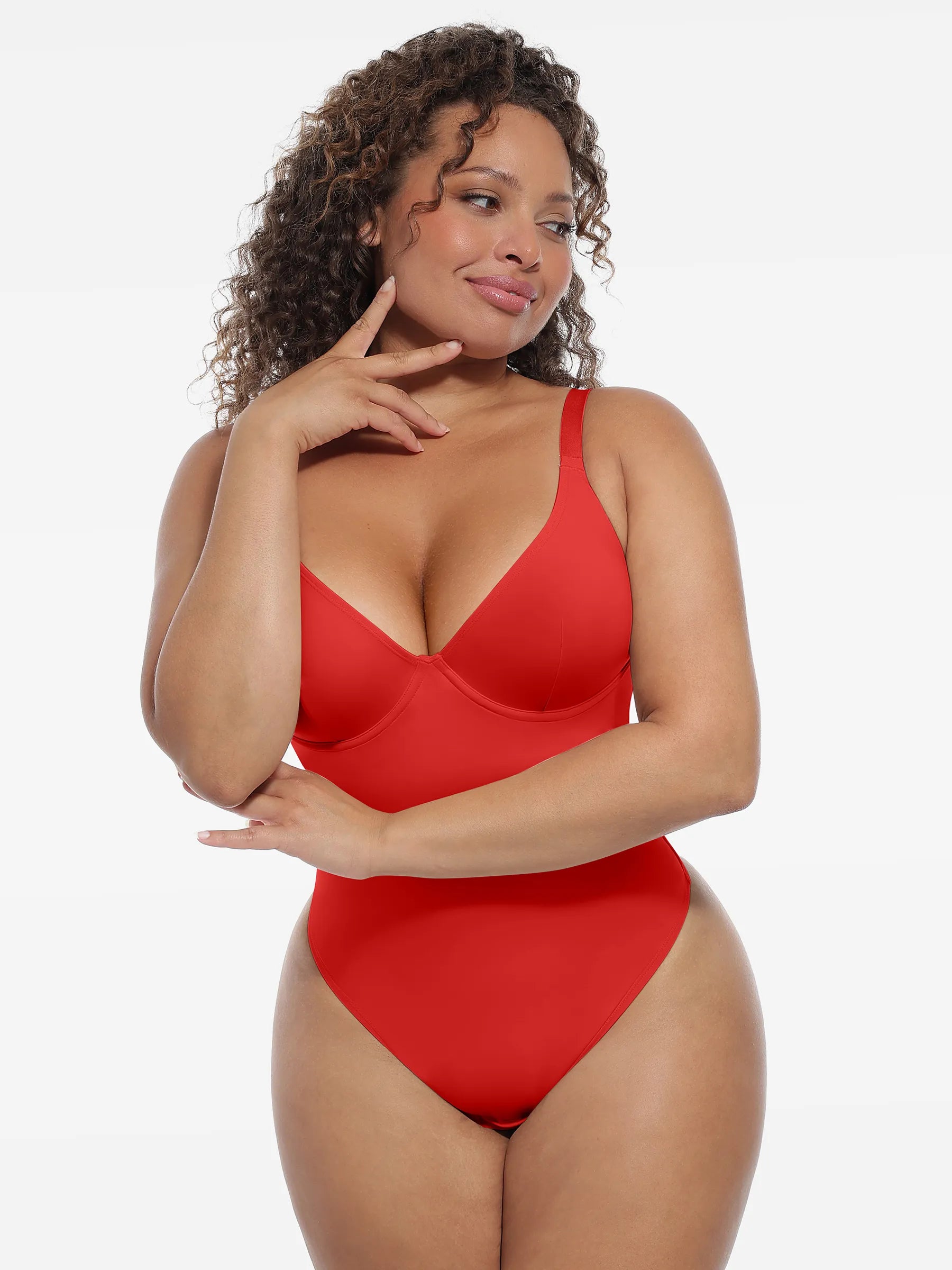 Feelingirl Deep V-Neck Shapewear Bodysuit