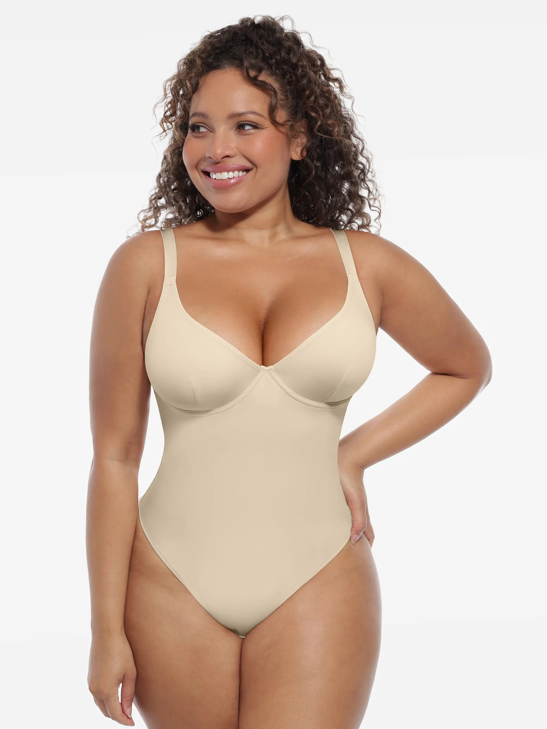 Feelingirl Deep V-Neck Shapewear Bodysuit