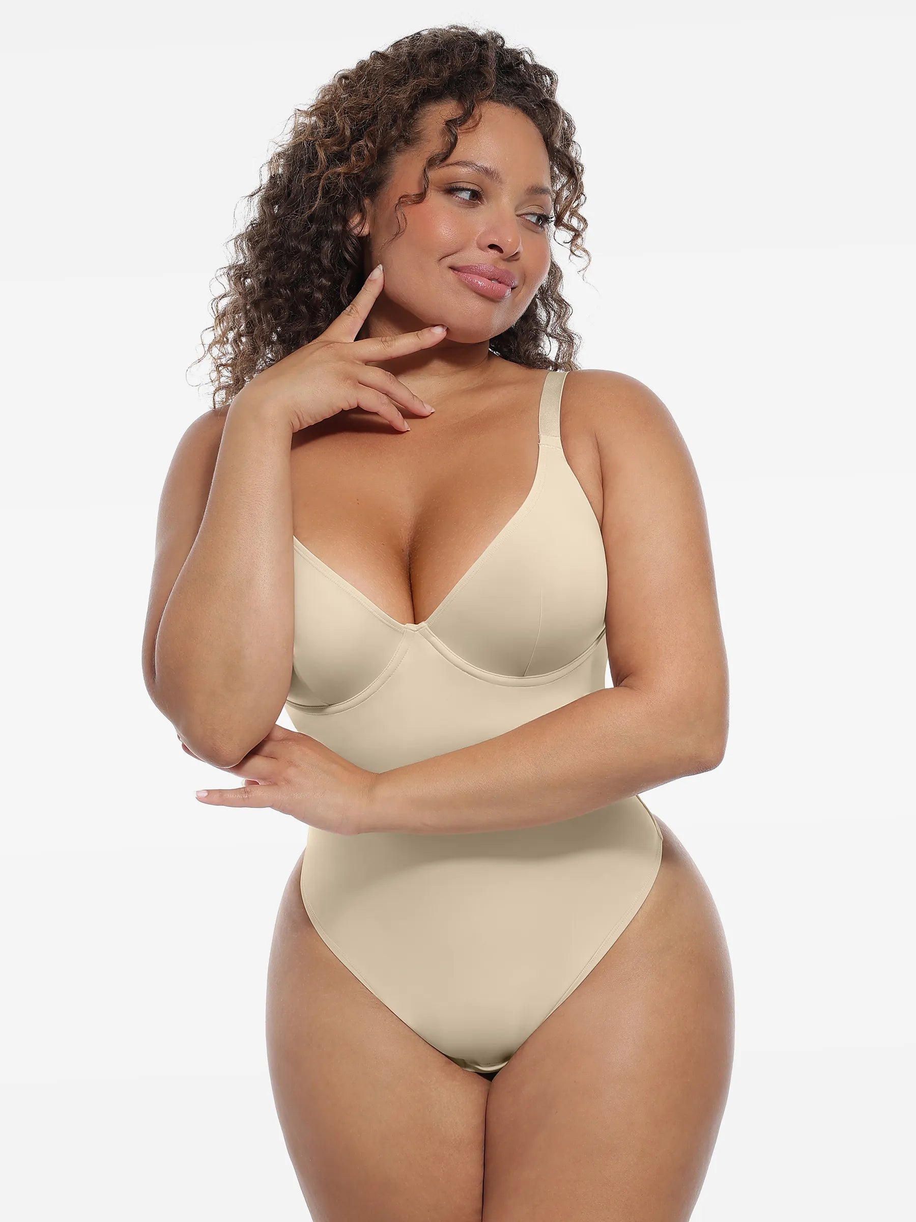 Feelingirl Deep V-Neck Shapewear Bodysuit