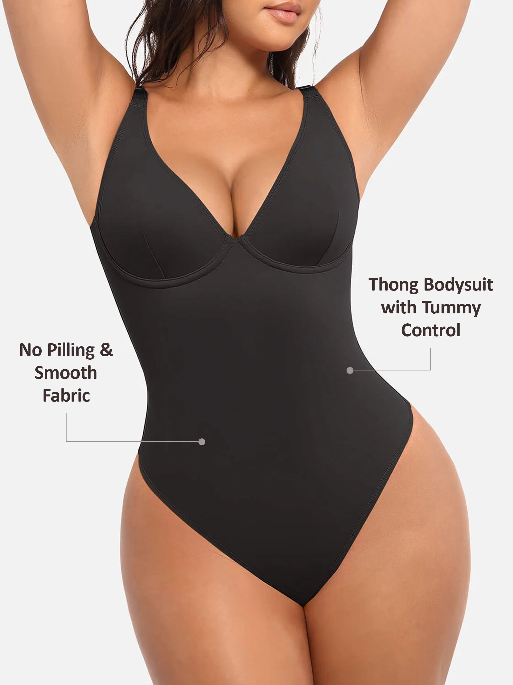Feelingirl V Neck Tummy Control Shaping Bodysuit