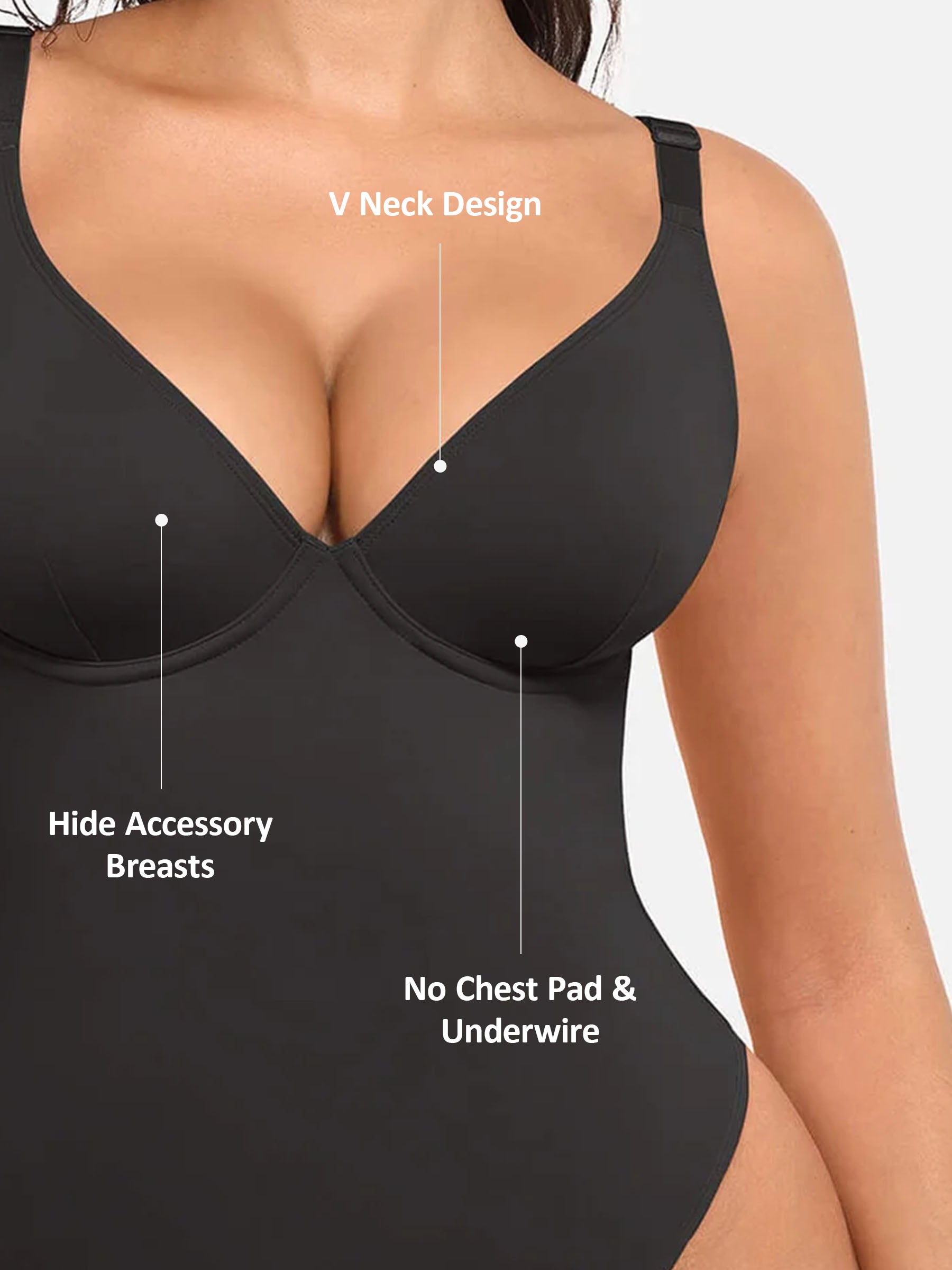 Feelingirl V Neck Tummy Control Shaping Bodysuit