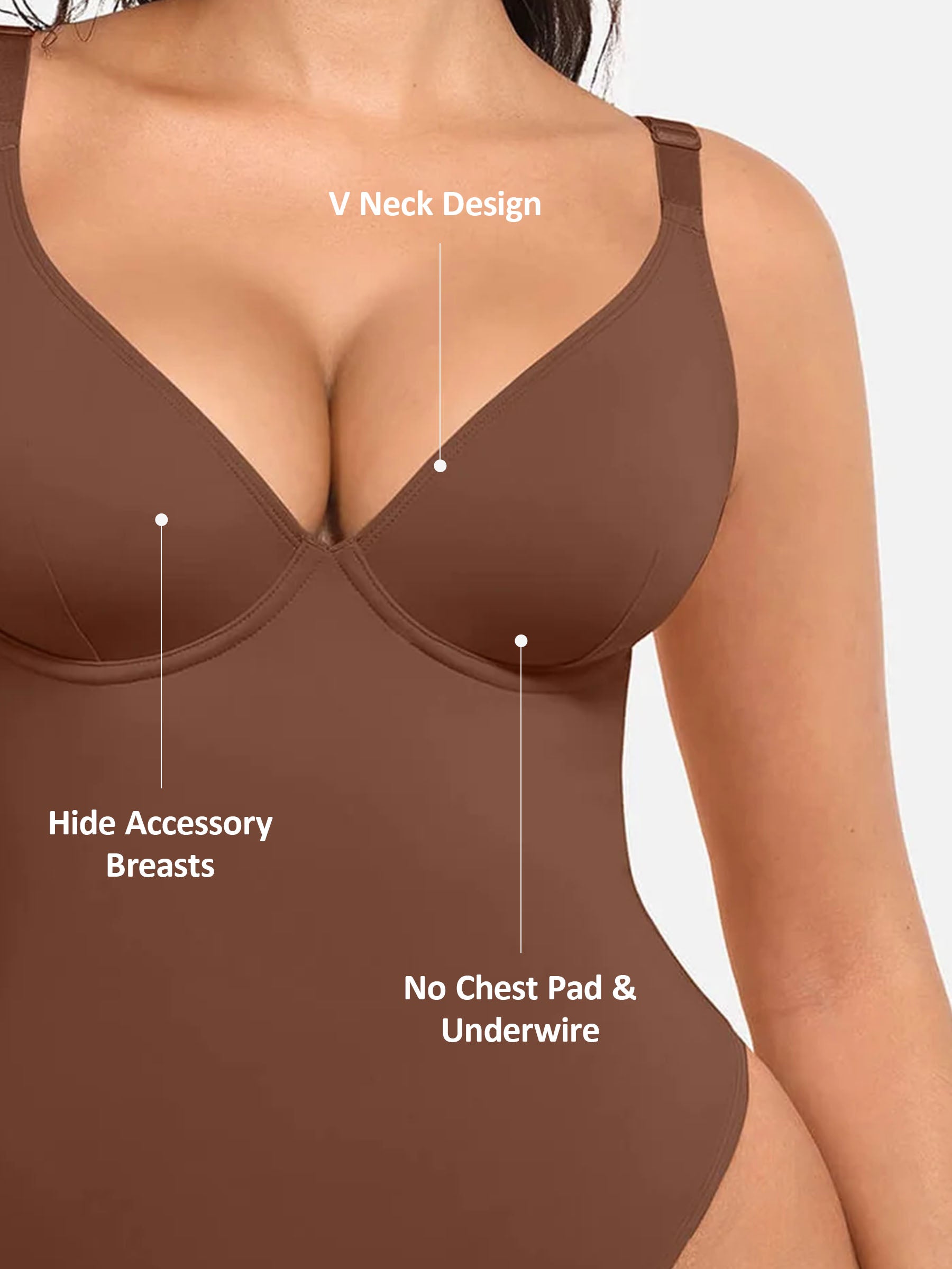 Feelingirl V Neck Tummy Control Shaping Bodysuit