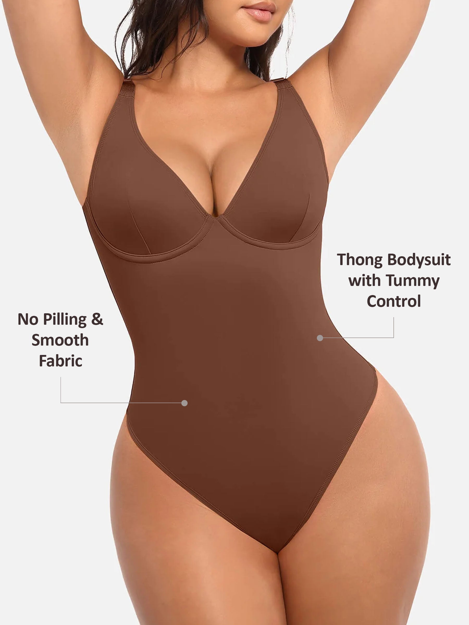 Feelingirl V Neck Tummy Control Shaping Bodysuit