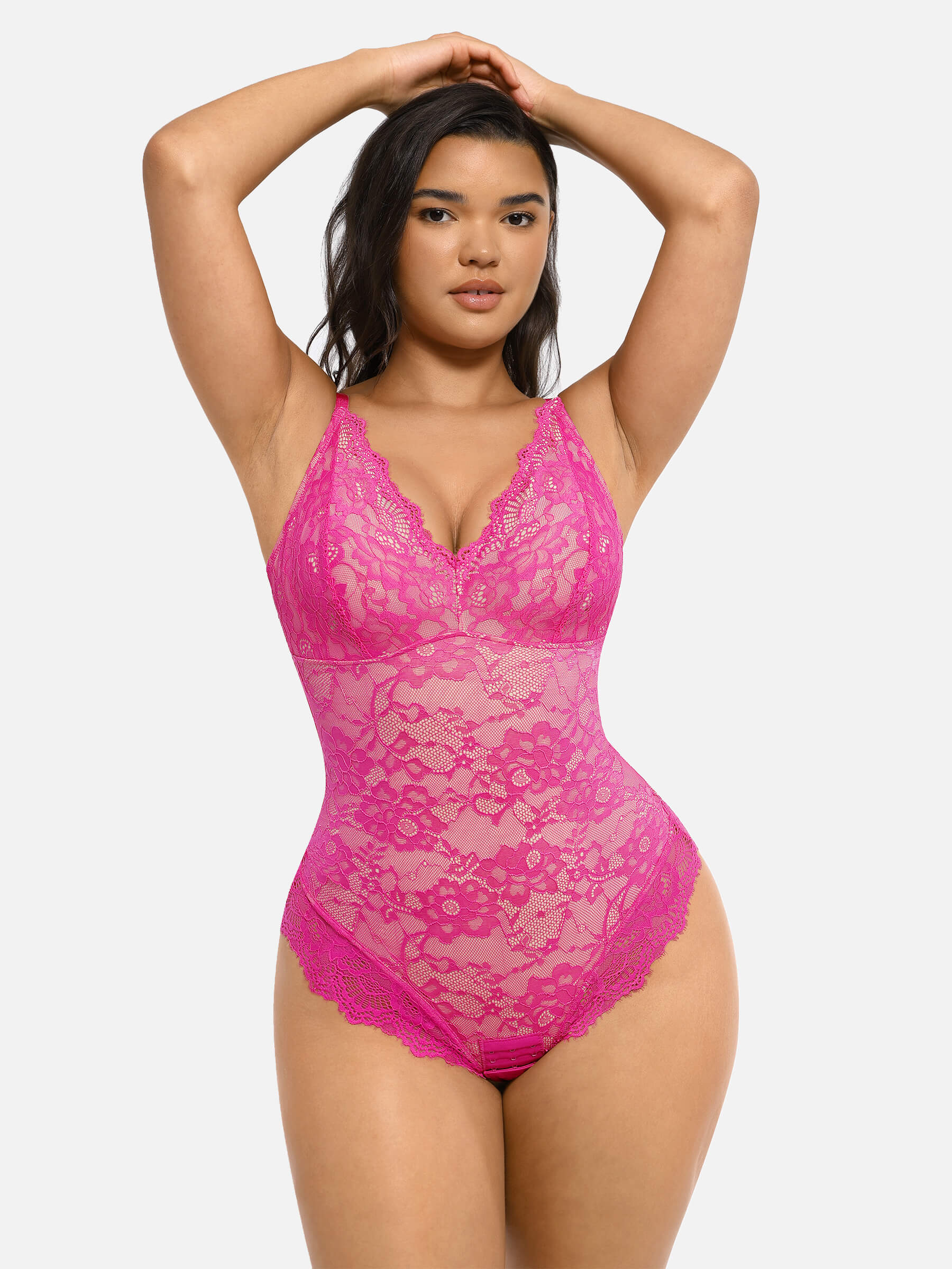 Feelingirl Lace V Neck Full Bodysuit