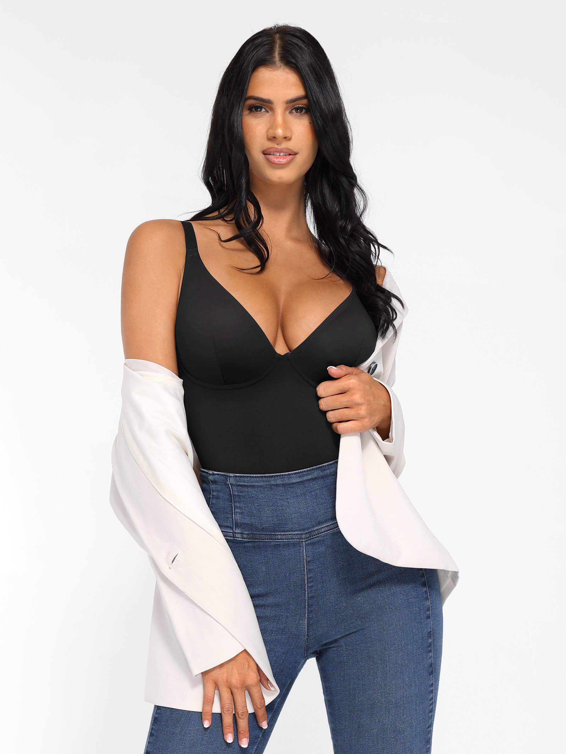 Feelingirl V Neck Tummy Control Shaping Bodysuit