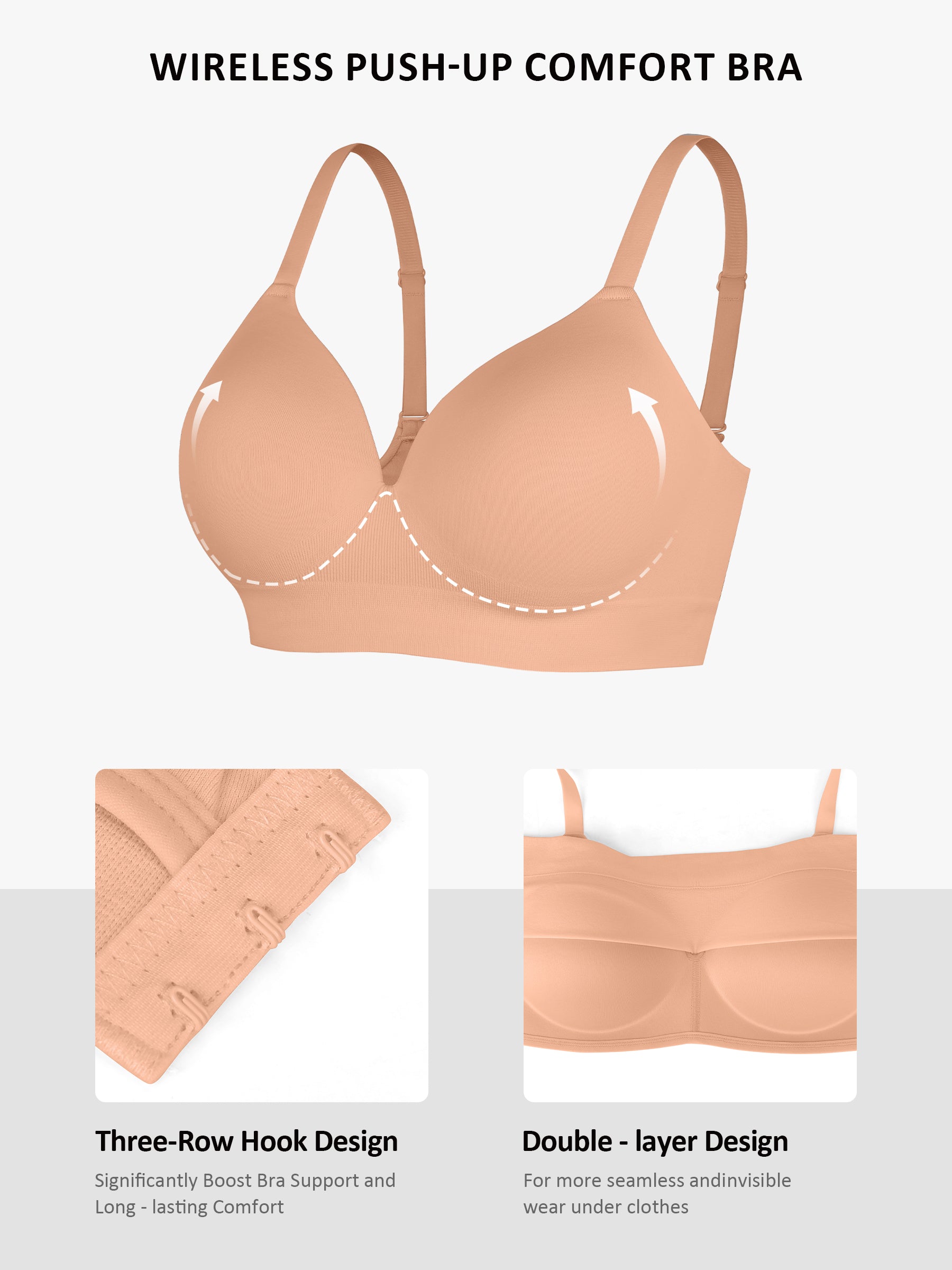 Feelingirl Wireless Push-Up Seamless Full Coverage Bra Bundle