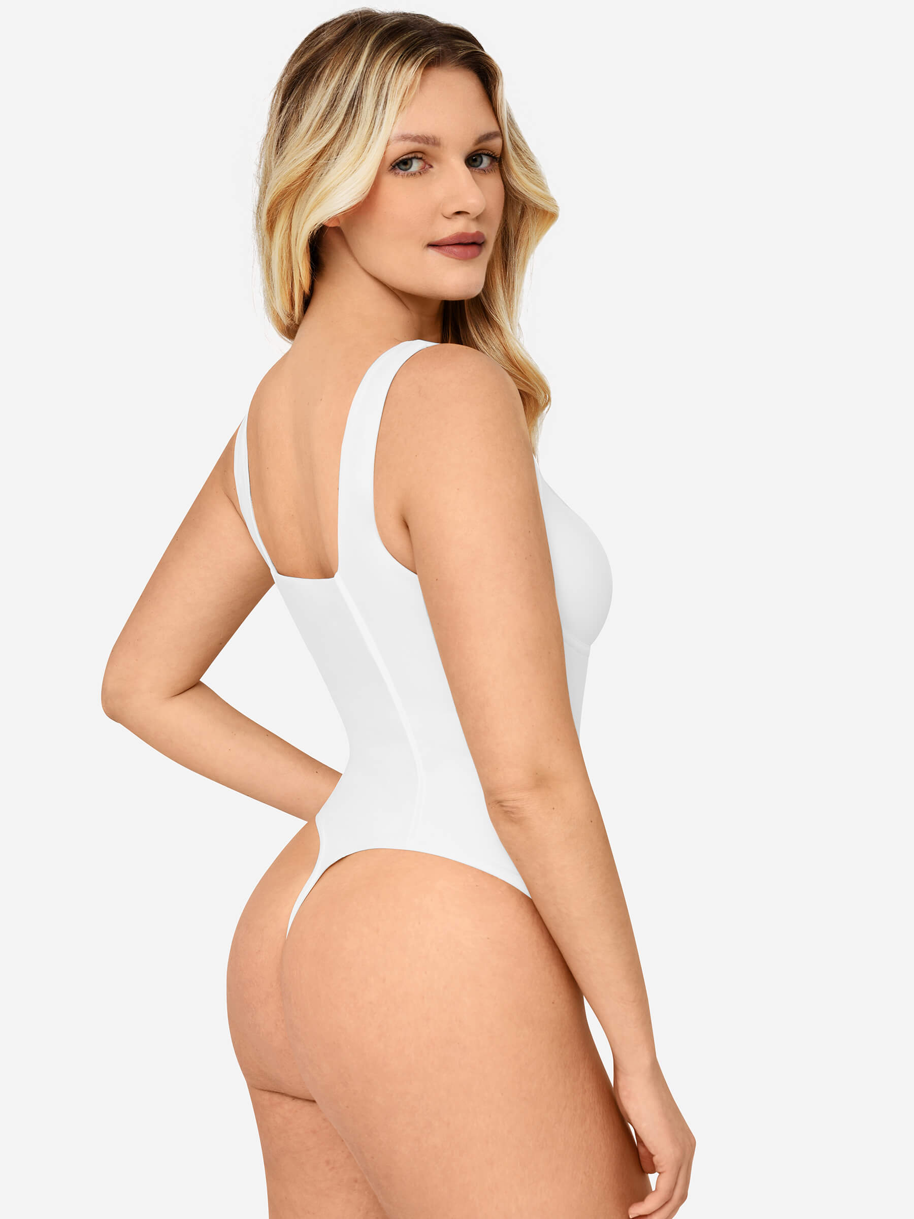 Feelingirl Full Body Wide Strap V-Neck Bodysuit