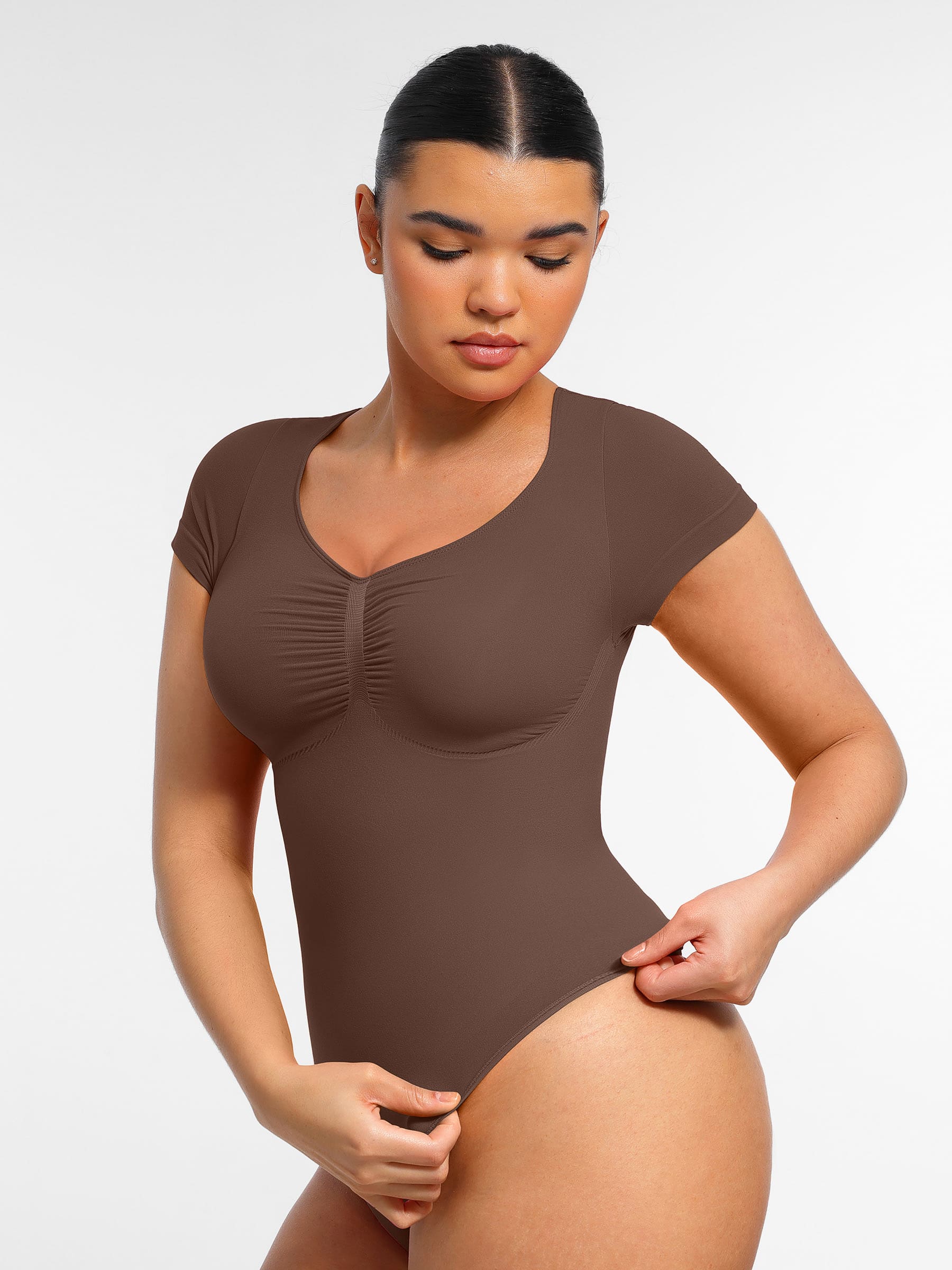 Feelingirl Tummy Control Seamless Short-Sleeve Bodysuit