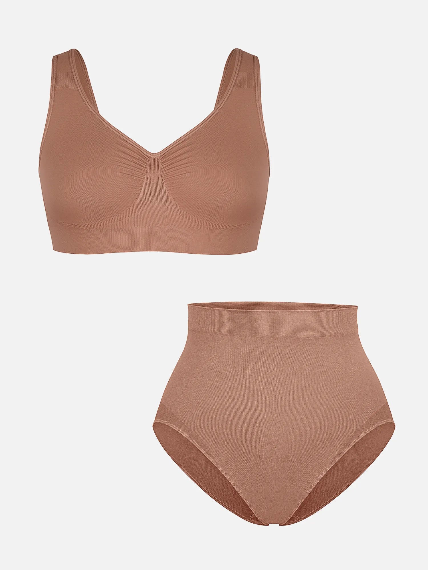 Feelingirl Seamless Wide Straps Bra  & Seamless Tummy Control Brief Set