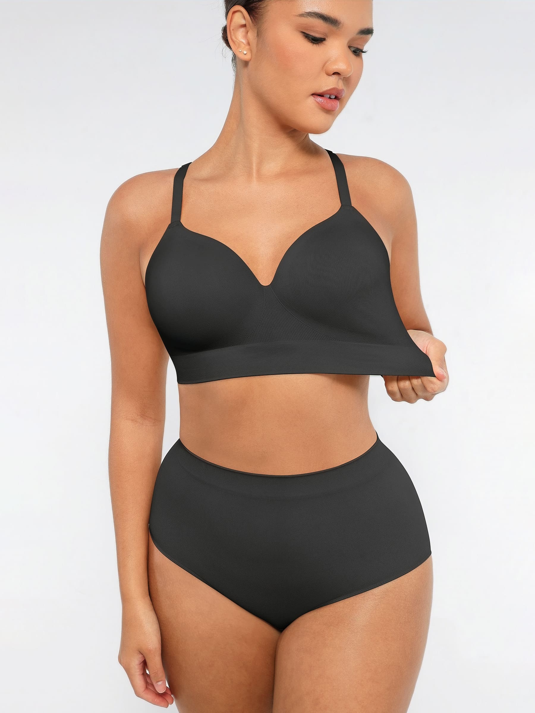 Feelingirl Wireless Push-Up Bra & Seamless Tummy Control Brief Set