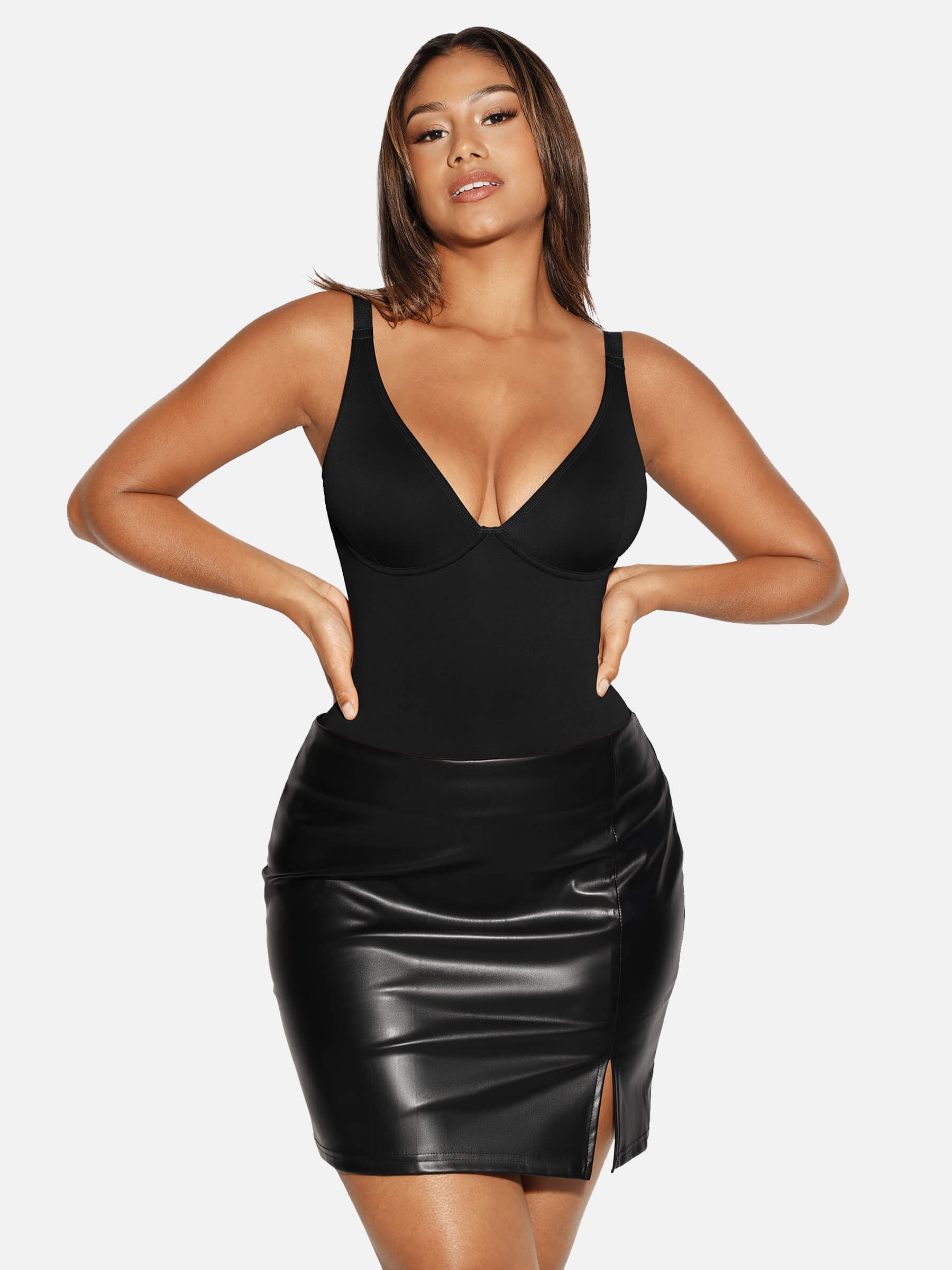 Feelingirl V Neck Tummy Control Shaping Bodysuit