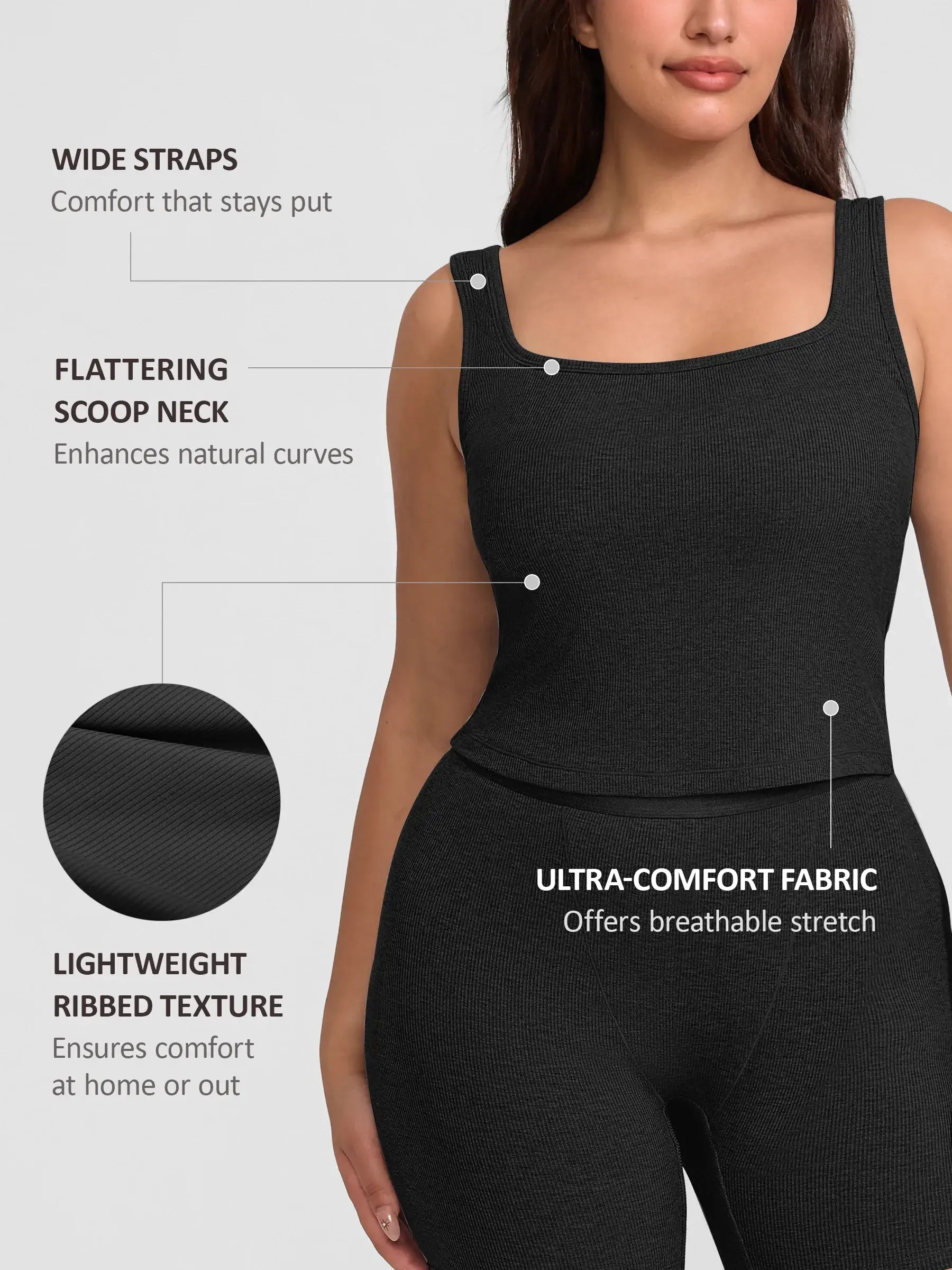 Feelingirl Breathable Ribbed Sleeveless Tank Top