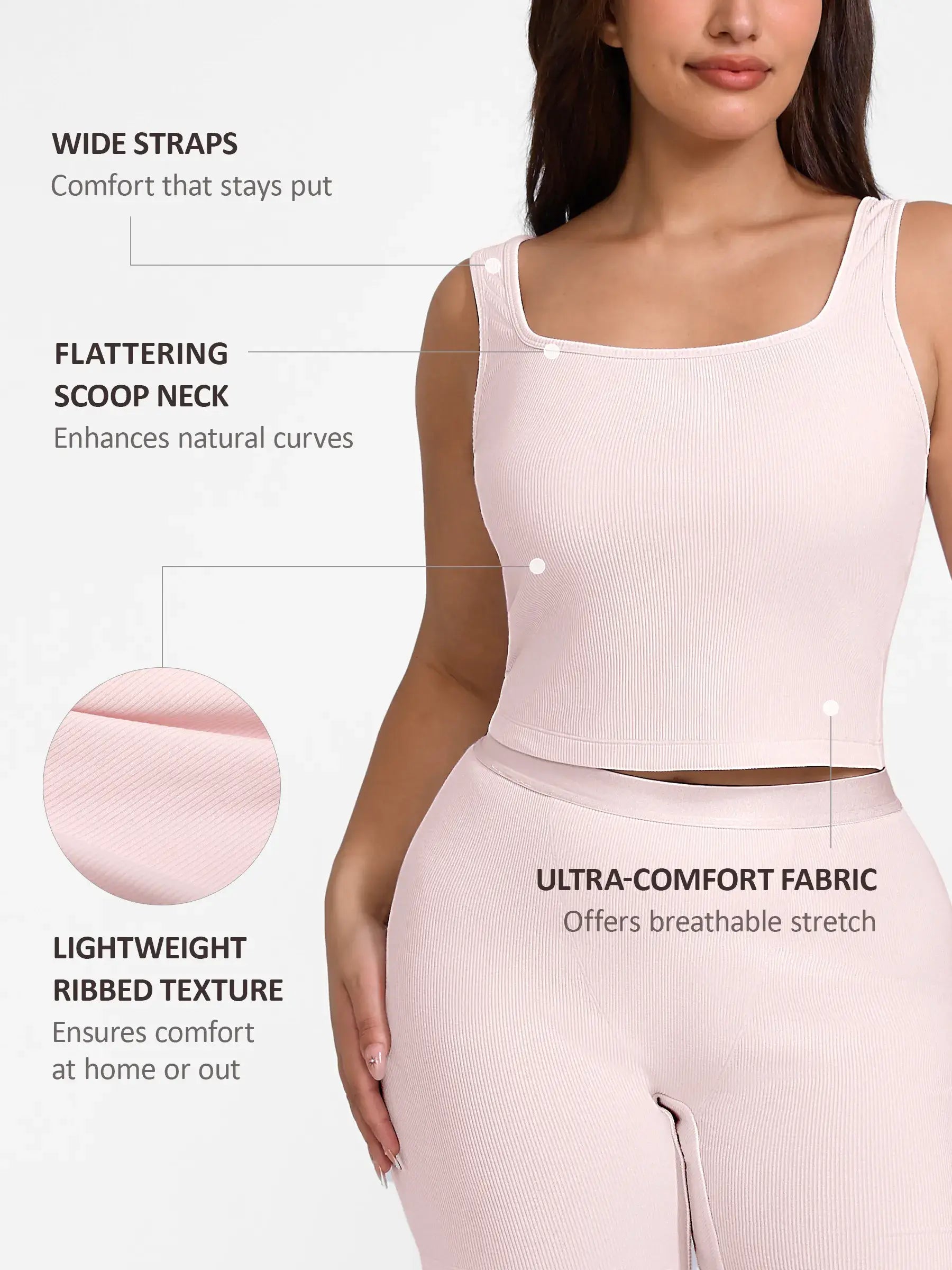 Feelingirl Breathable Ribbed Sleeveless Tank Top