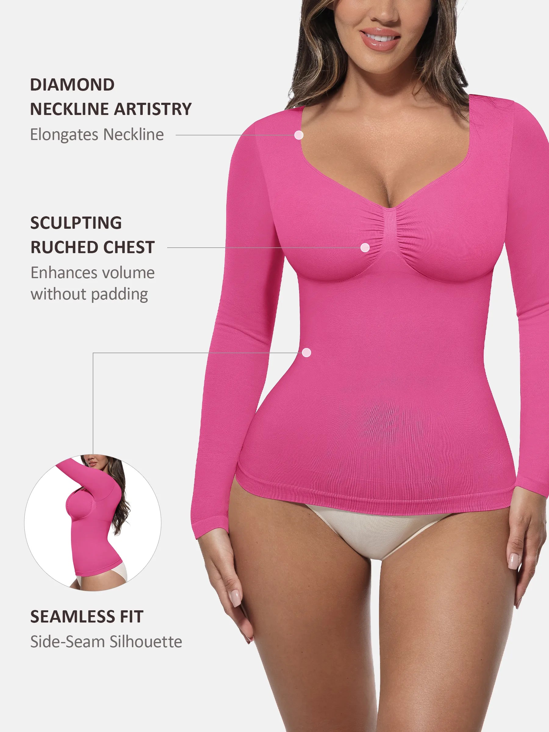 Feelingirl Seamless Long-Sleeve Everyday Shaper Top