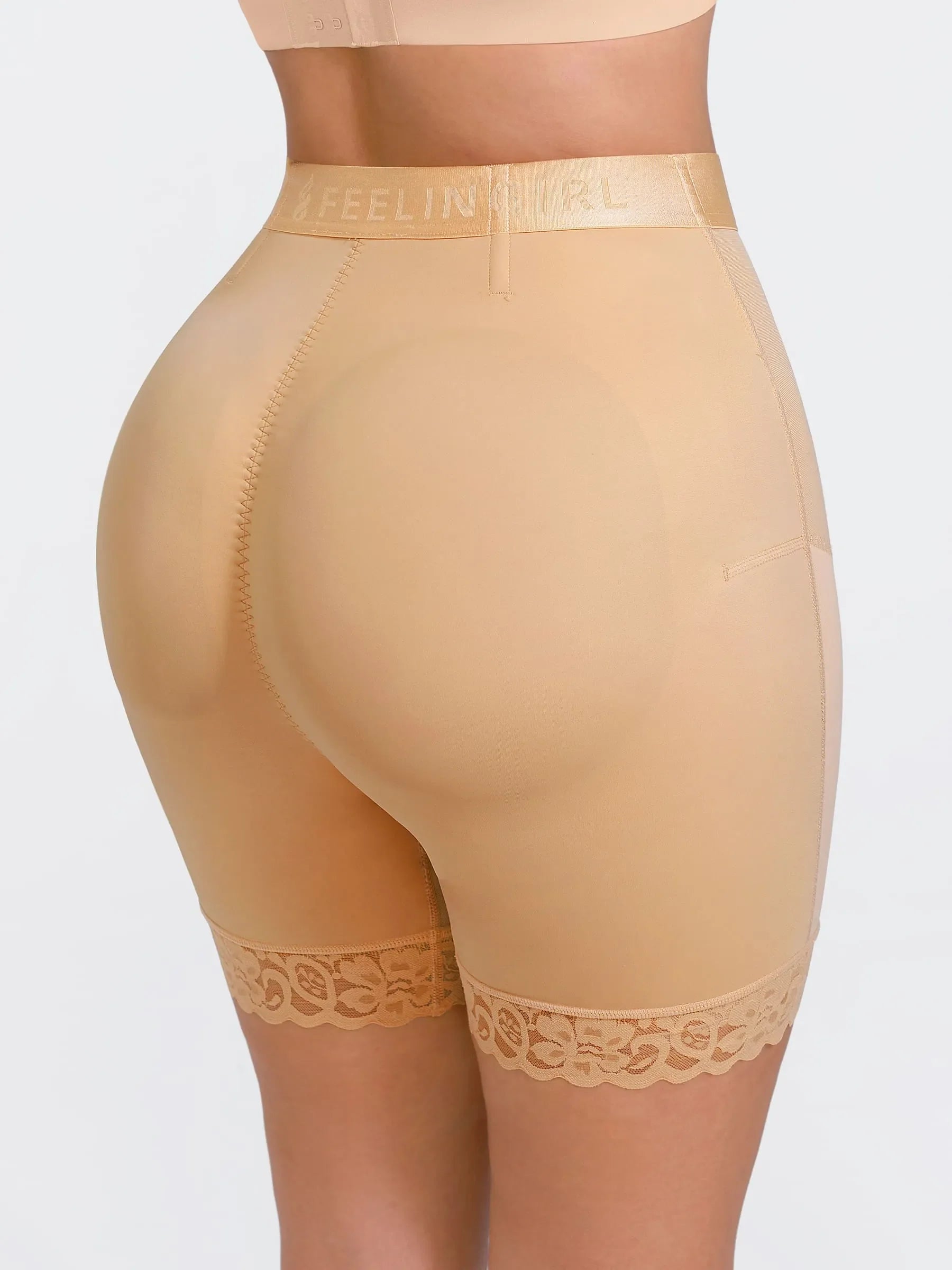 Feelingirl Front-Zip Mid-Waist Shapewear Shorts